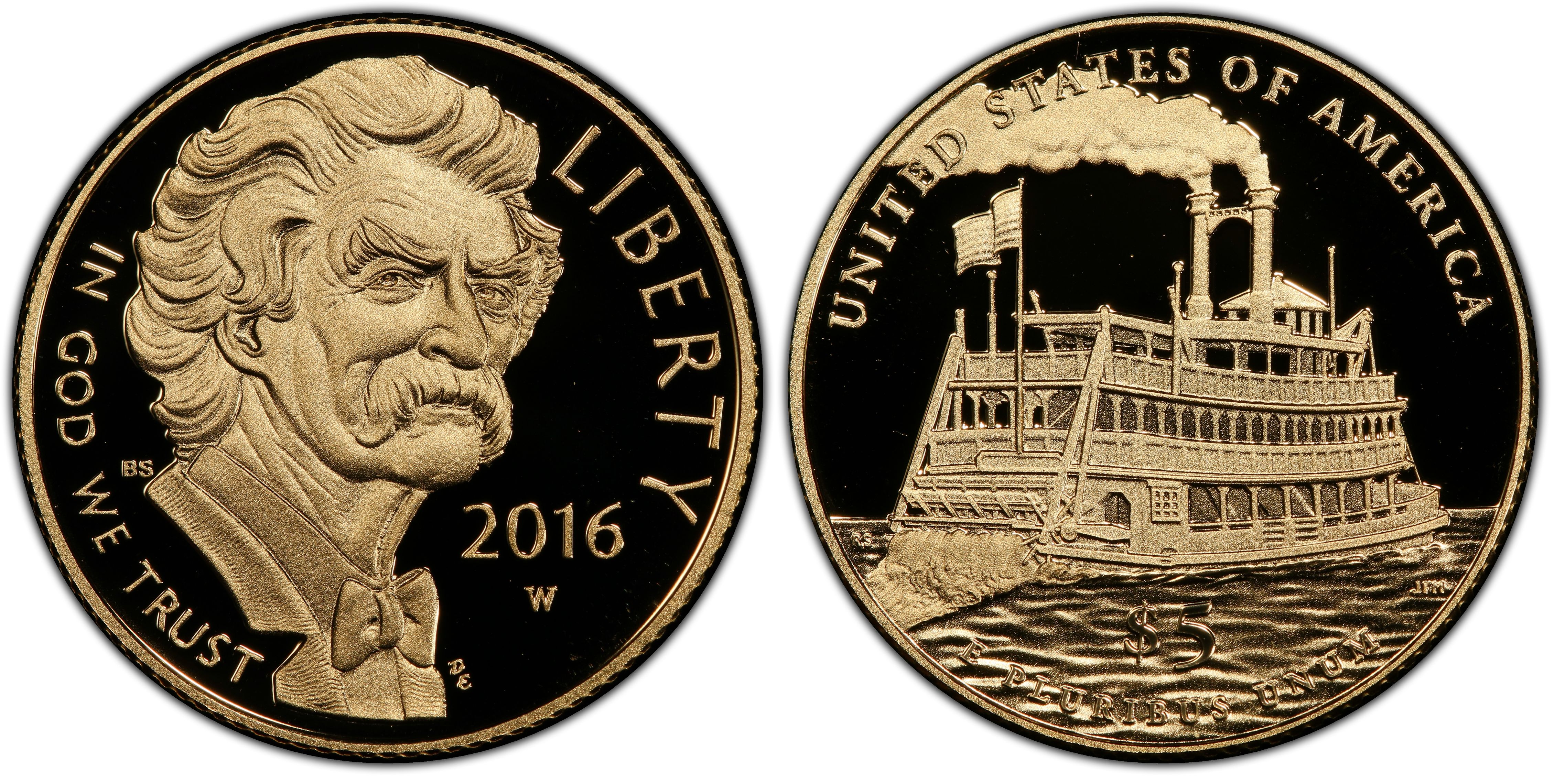 2016-W $5 Mark Twain, DCAM (Proof) Modern Gold Commemorative