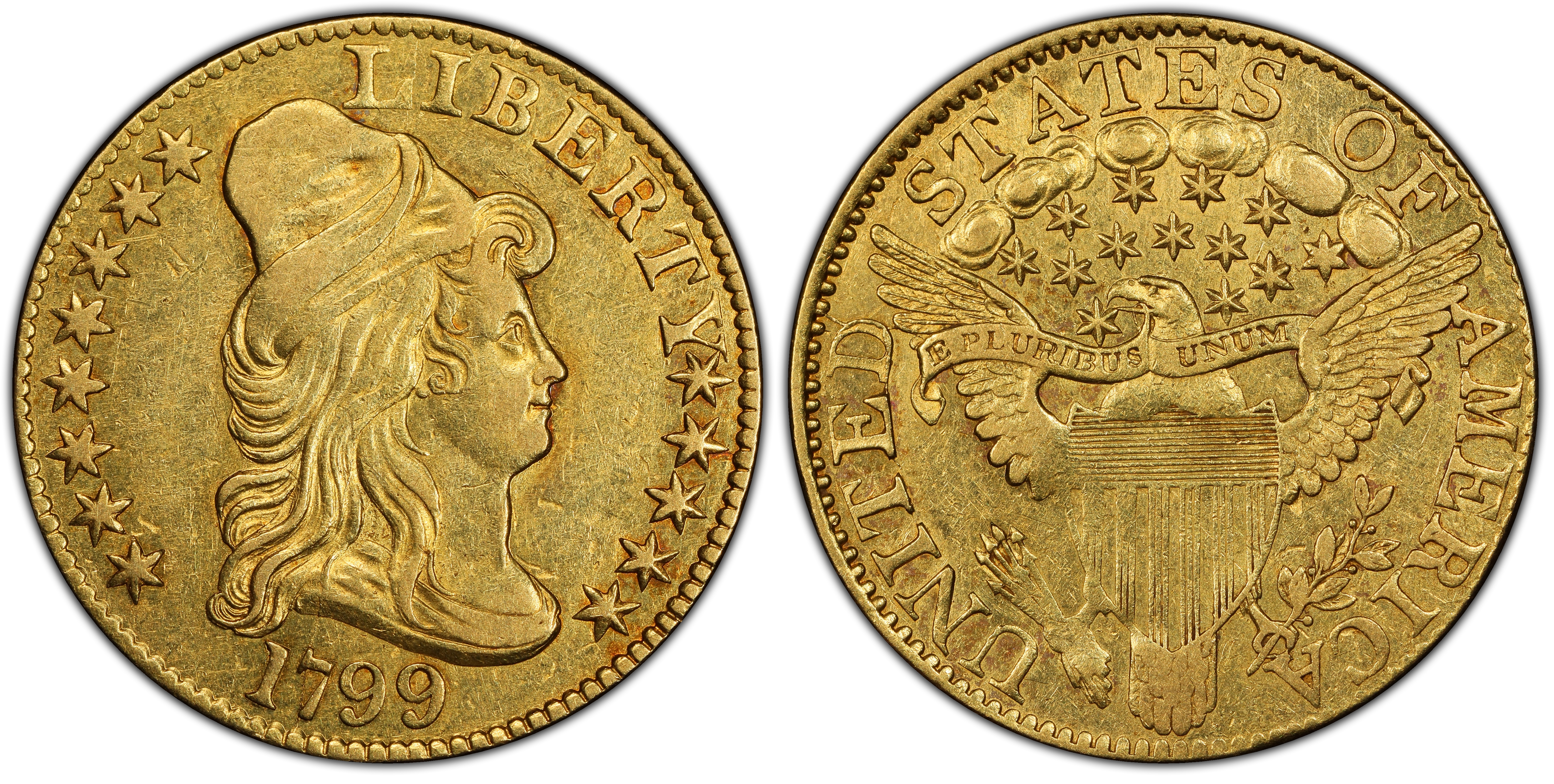 1799 $5 BD-8, Large Reverse Stars (Regular Strike) Draped Bust $5