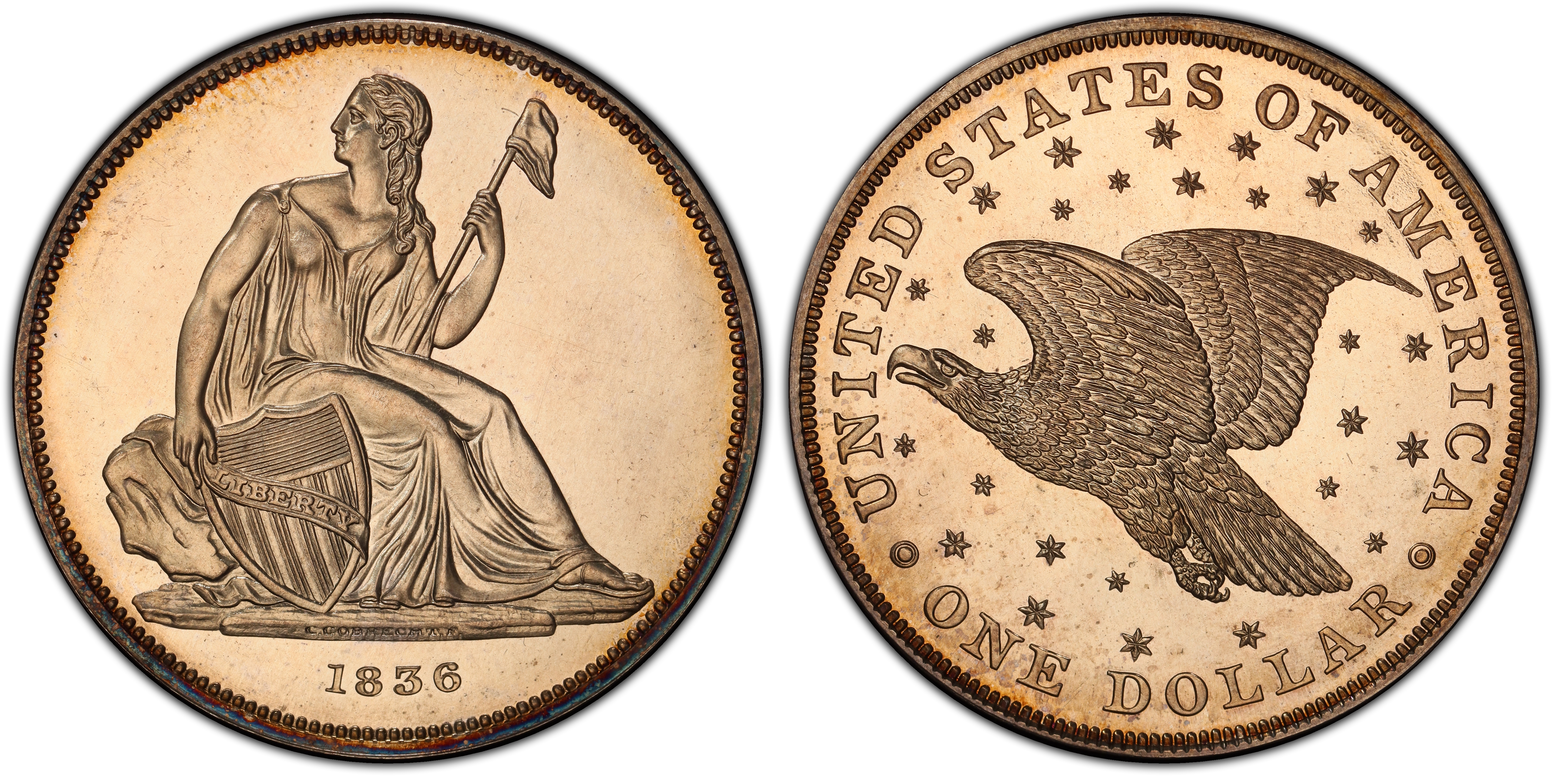 1836 1 J 60 Gobrecht Original Proof Liberty Seated Dollar Pcgs