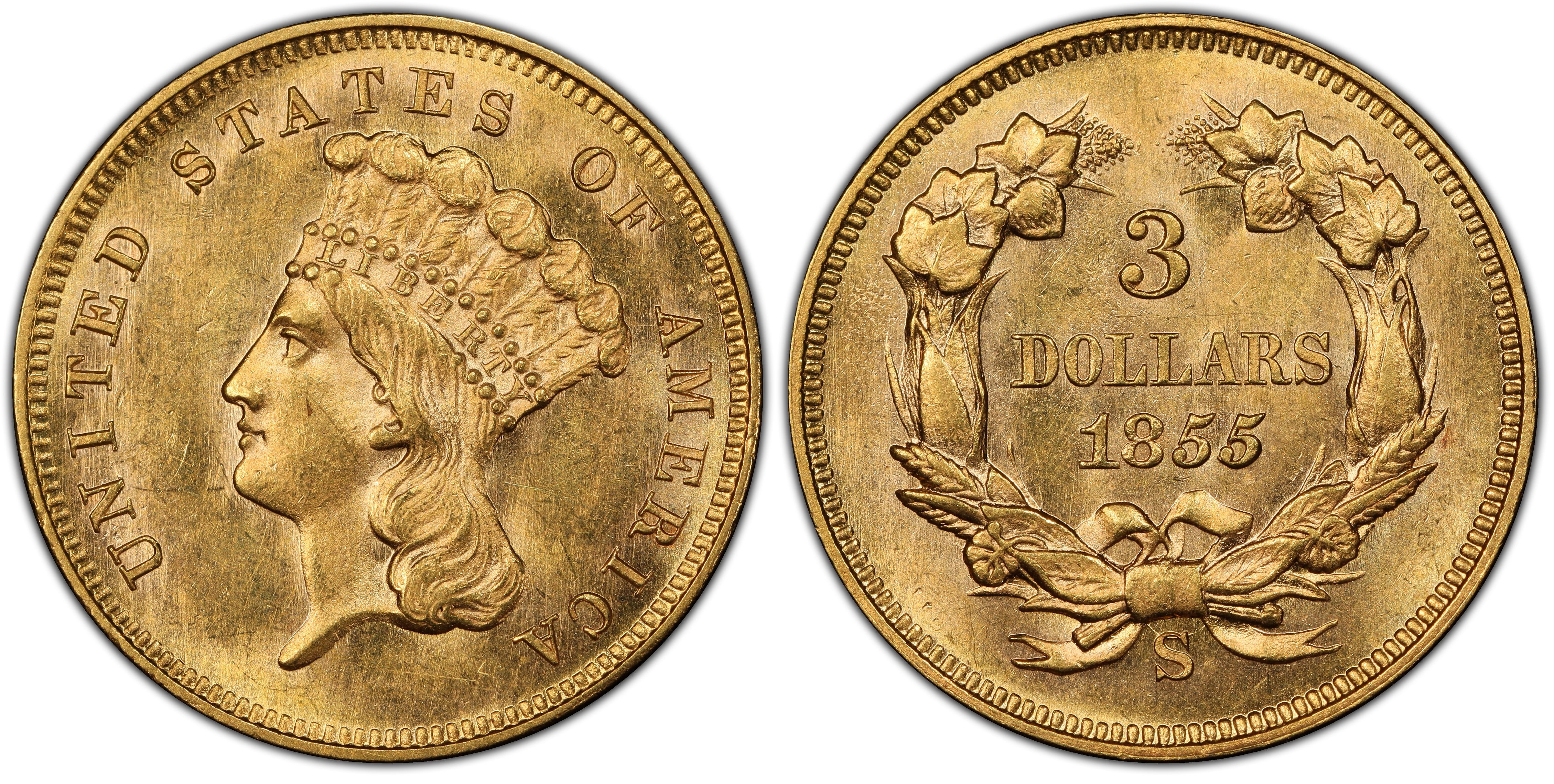 1855 $3 MS, Coin Explorer