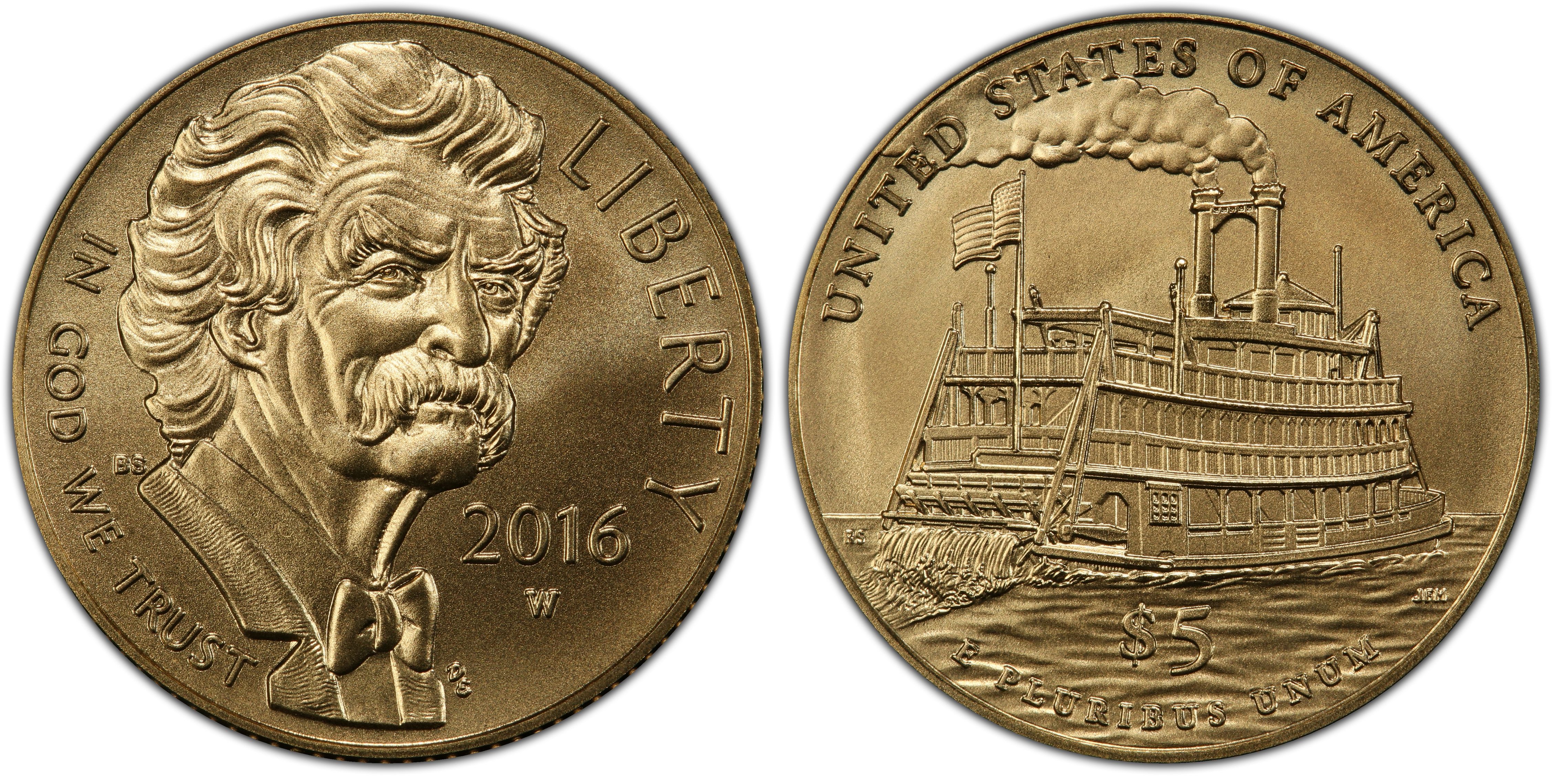 2016-W $5 Mark Twain (Regular Strike) Modern Gold Commemorative