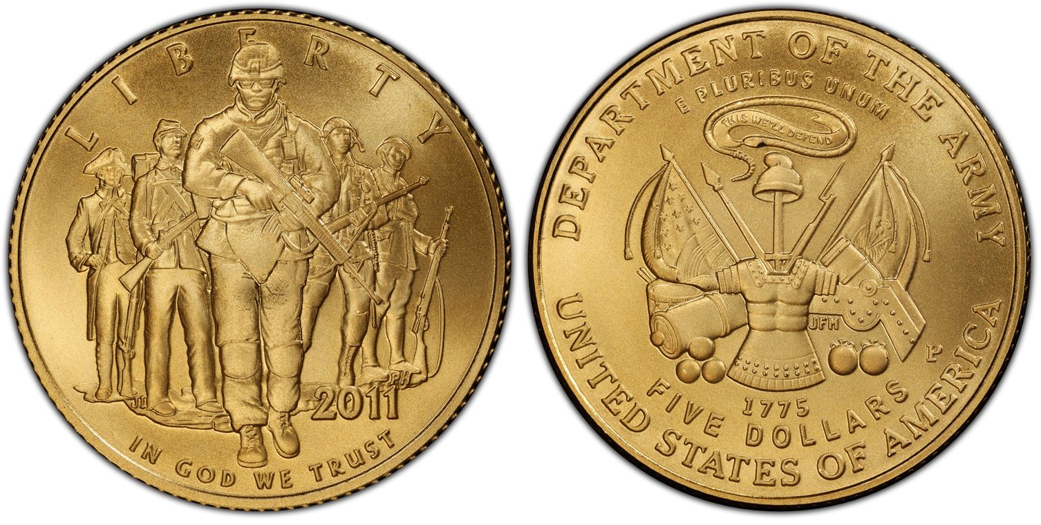 2011-P $5 United States Army (Regular Strike) Modern Gold Commemorative ...