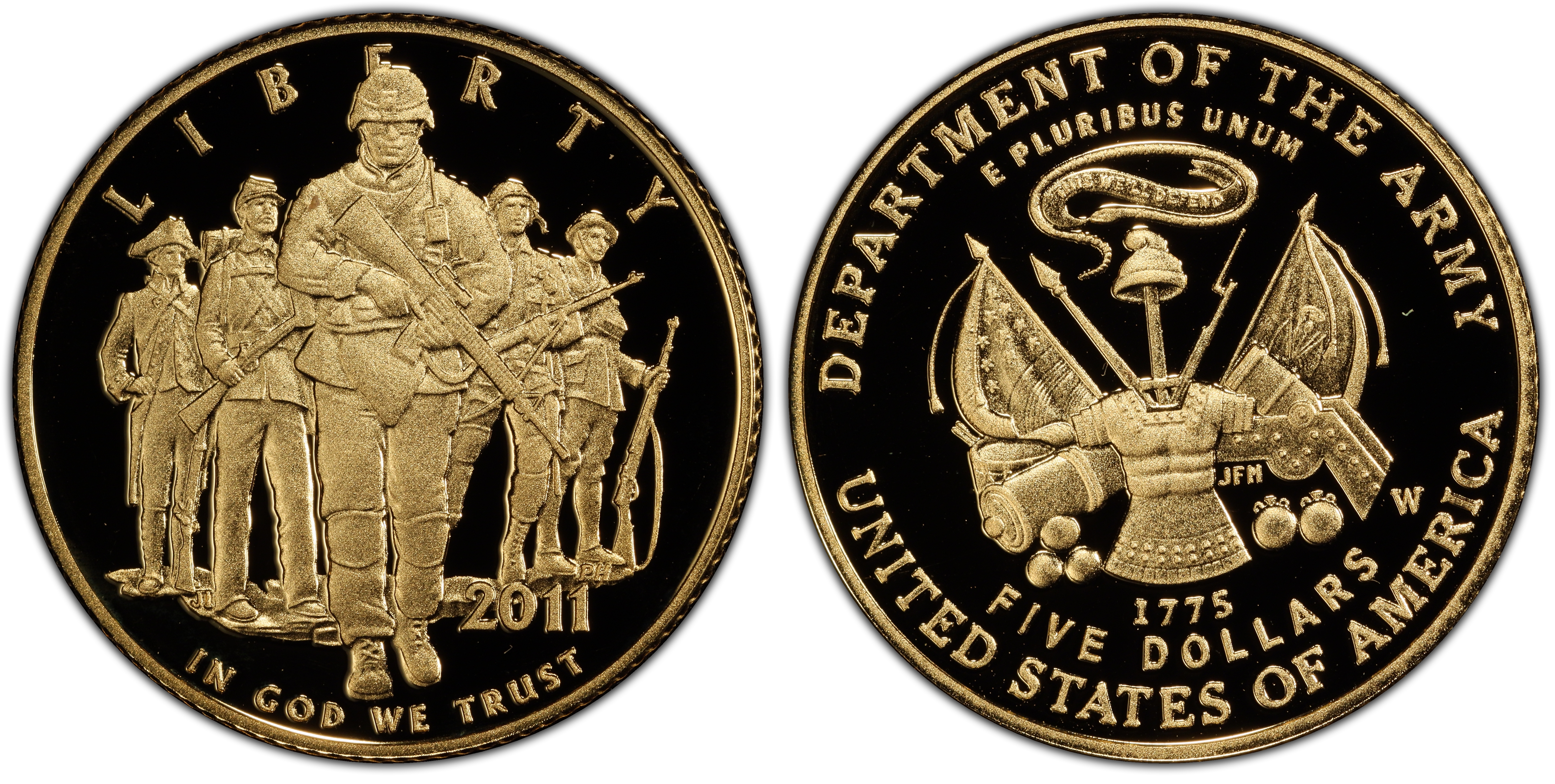 2011-w $5 United States Army, Dcam (proof) Modern Gold Commemorative 