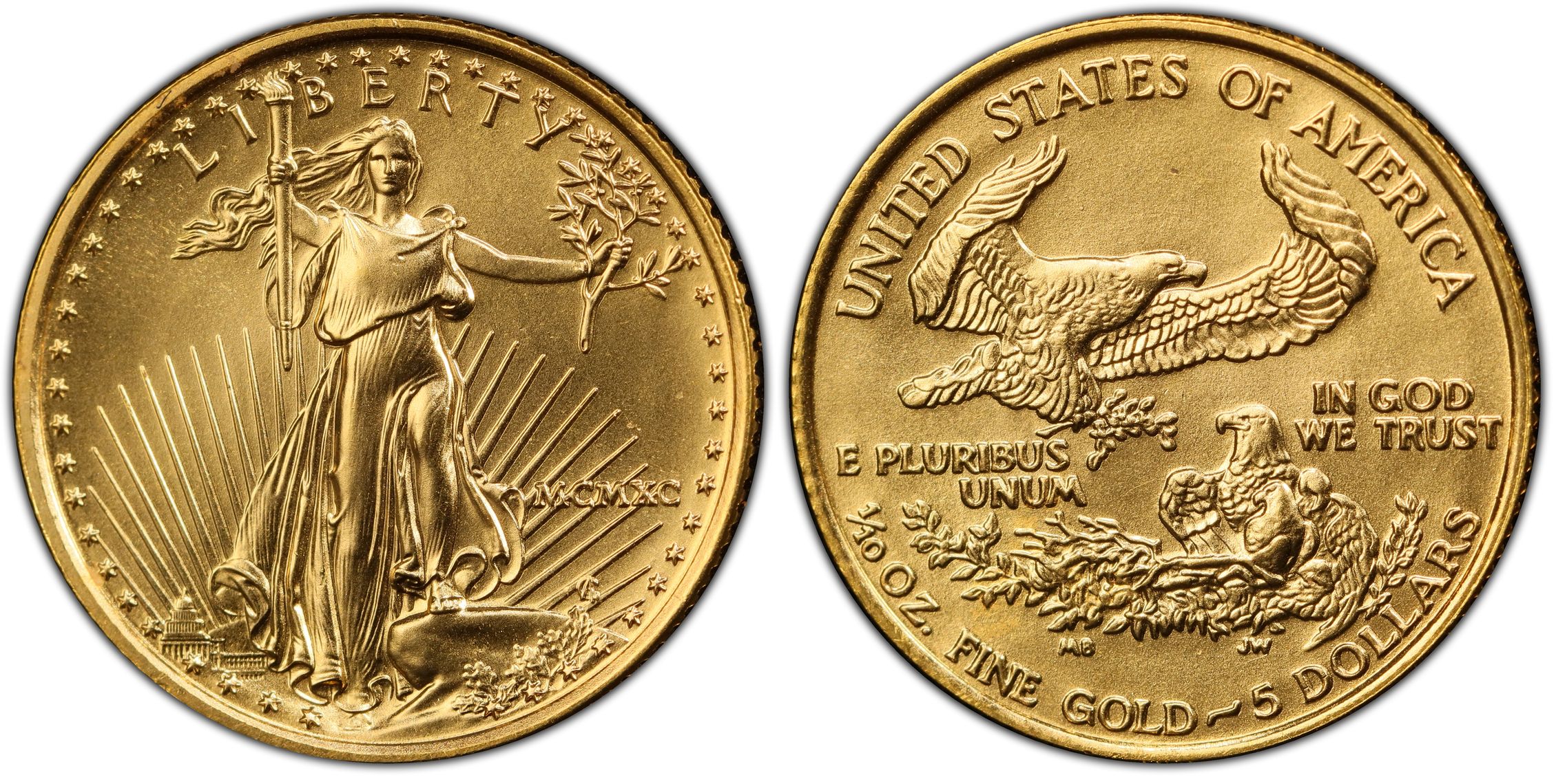 1990 5 Gold Eagle Regular Strike Gold Eagles PCGS CoinFacts