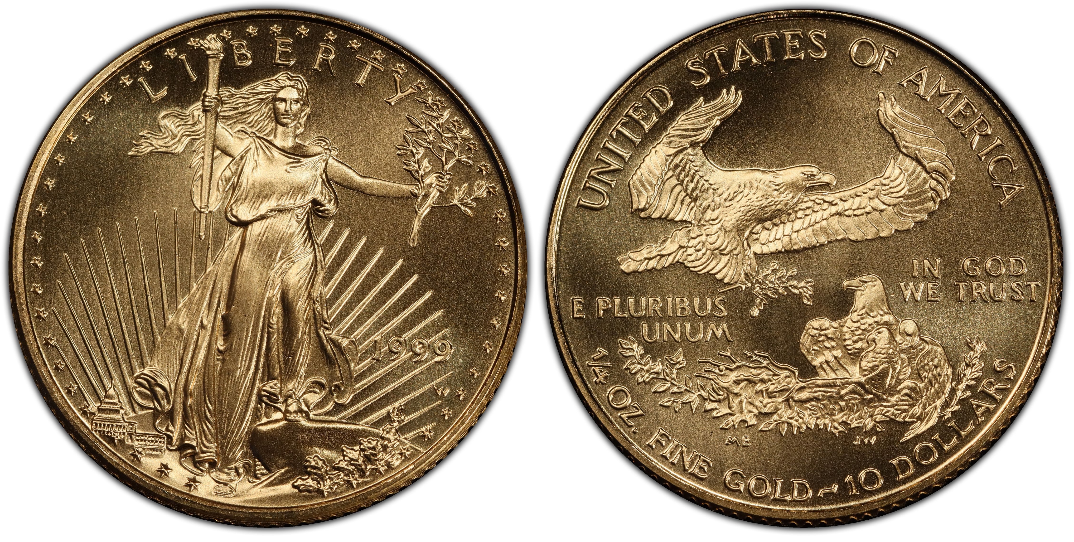 アンティークコイン 金貨 1999-W American Eagle $10 Gold 1/4 oz from