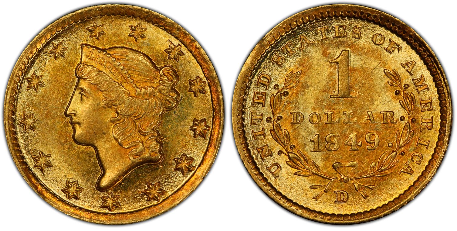 1849-D G$1 (Regular Strike) Gold Dollar - PCGS CoinFacts