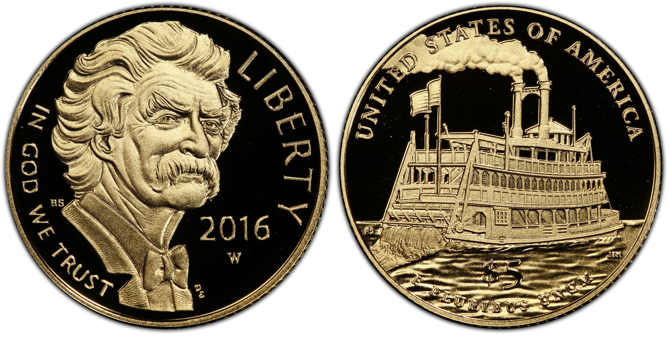 2016 W 5 Mark Twain DCAM Proof Modern Gold Commemorative