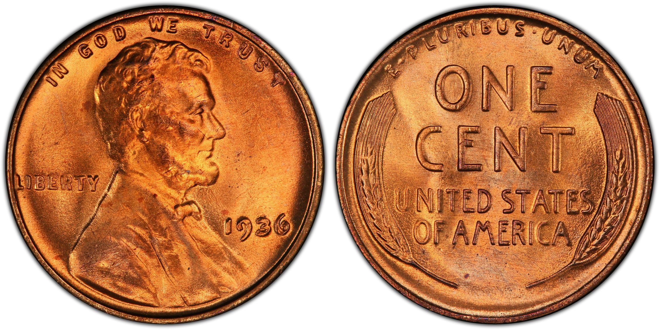 1936 1C Doubled Die Obverse, Type 2, RD (Regular Strike) Lincoln Cent ...