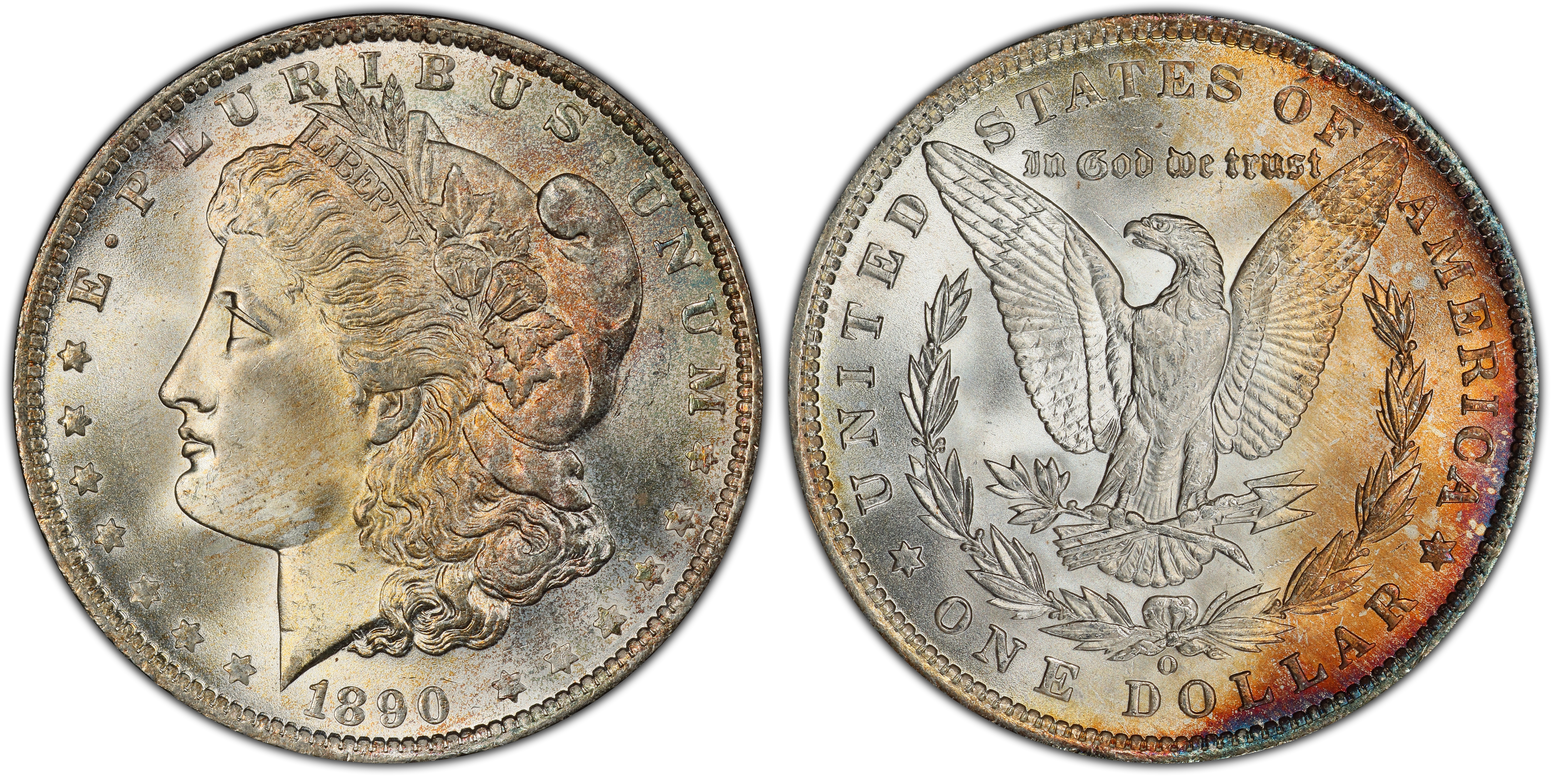 1890 Morgan shops dollar AU