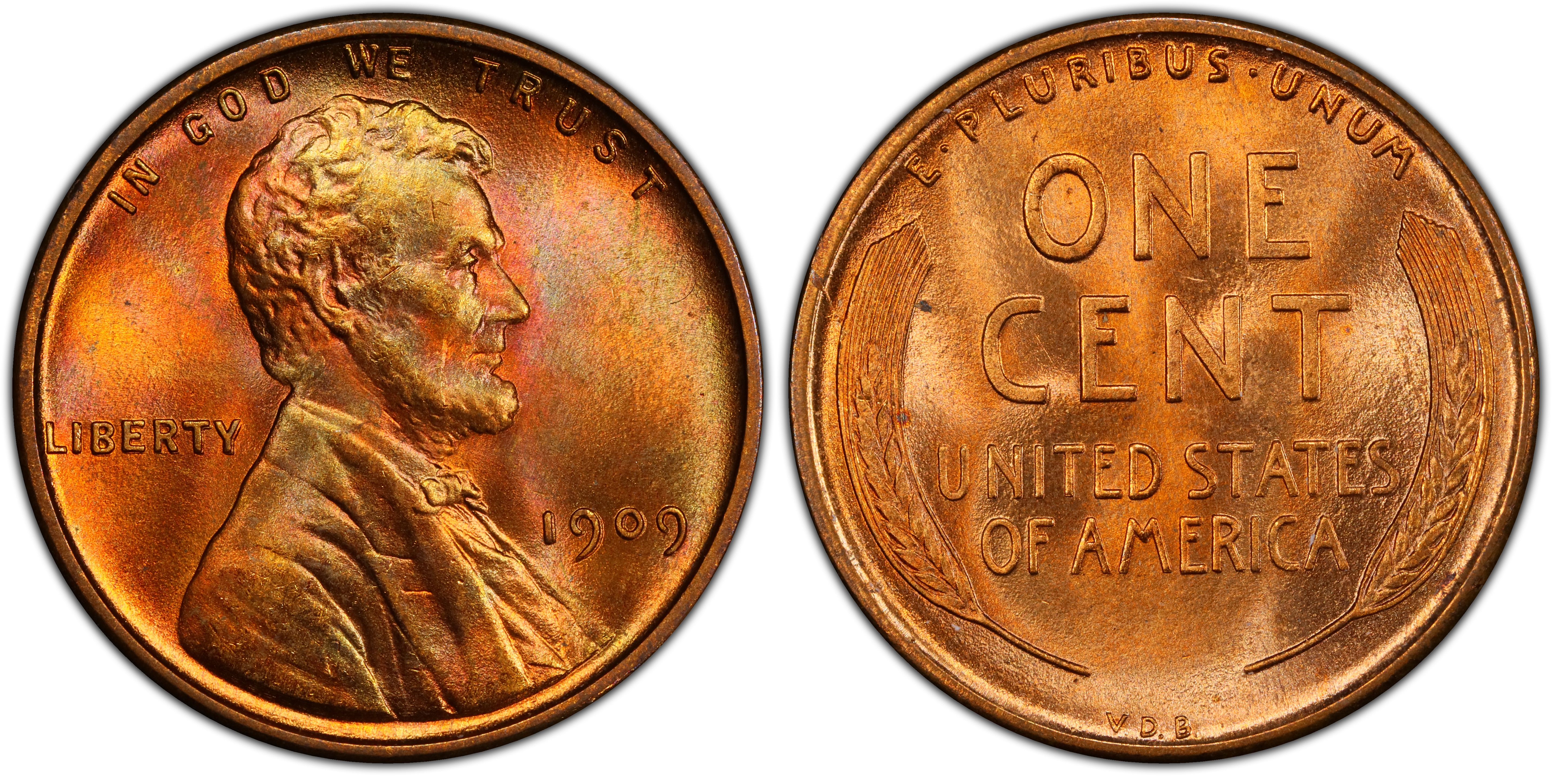 1909 VDB 1C Doubled Die Obverse, RB (Regular Strike) Lincoln Cent