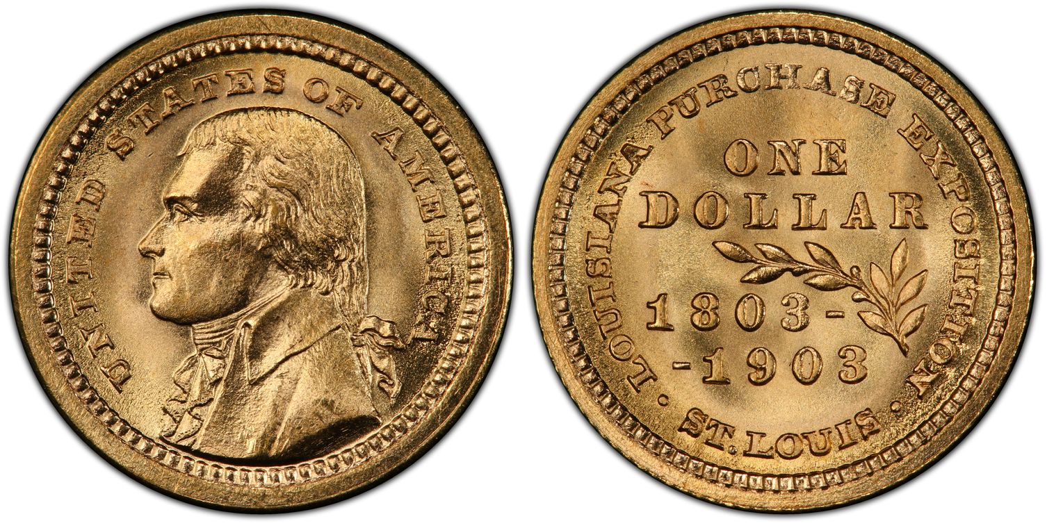 1903 G$1 LA Purchase, Jefferson (Regular Strike) Gold Commemorative ...