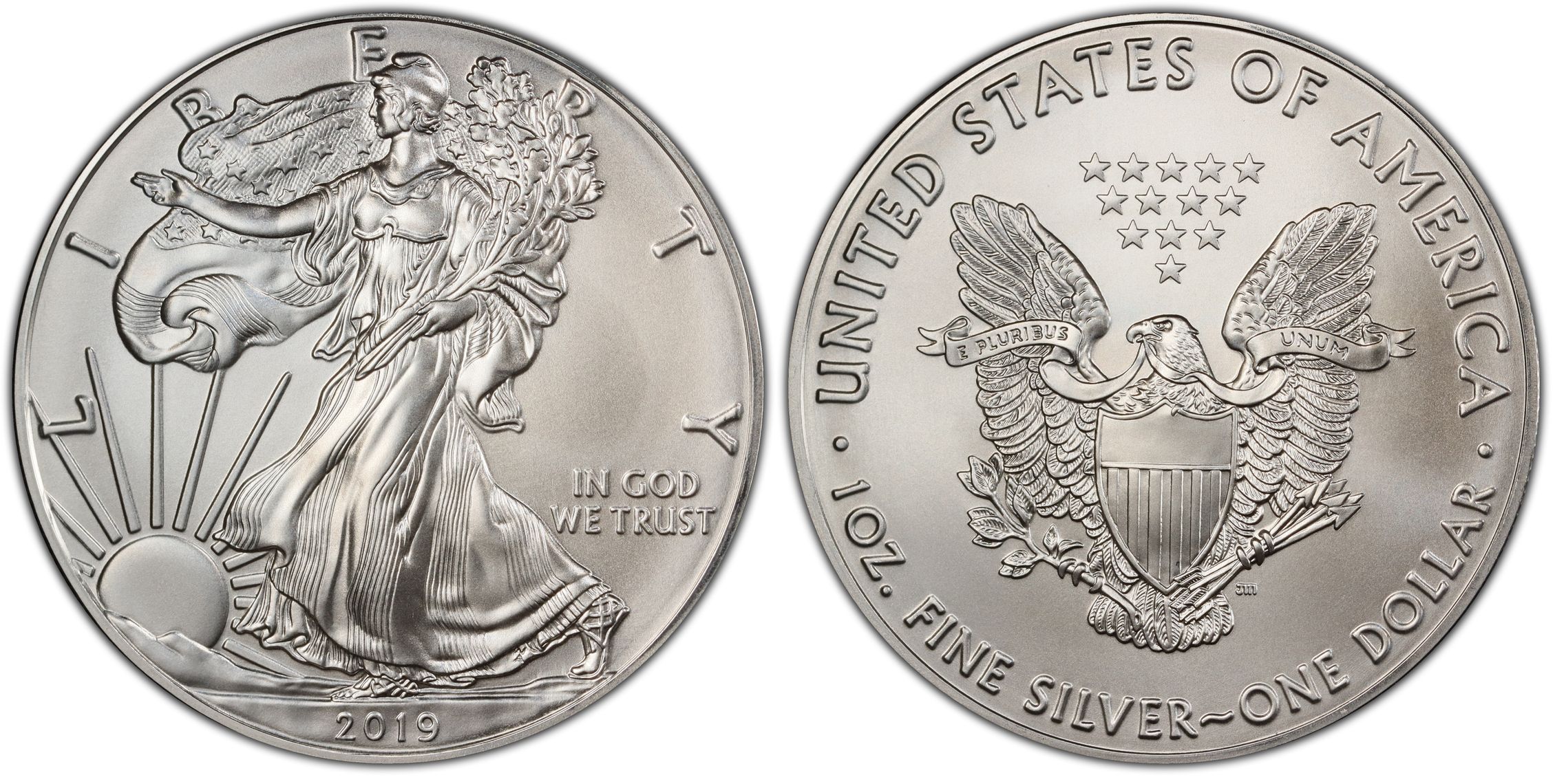 2019 $1 Silver Eagle First Strike (Regular Strike) Silver Eagles - PCGS  CoinFacts