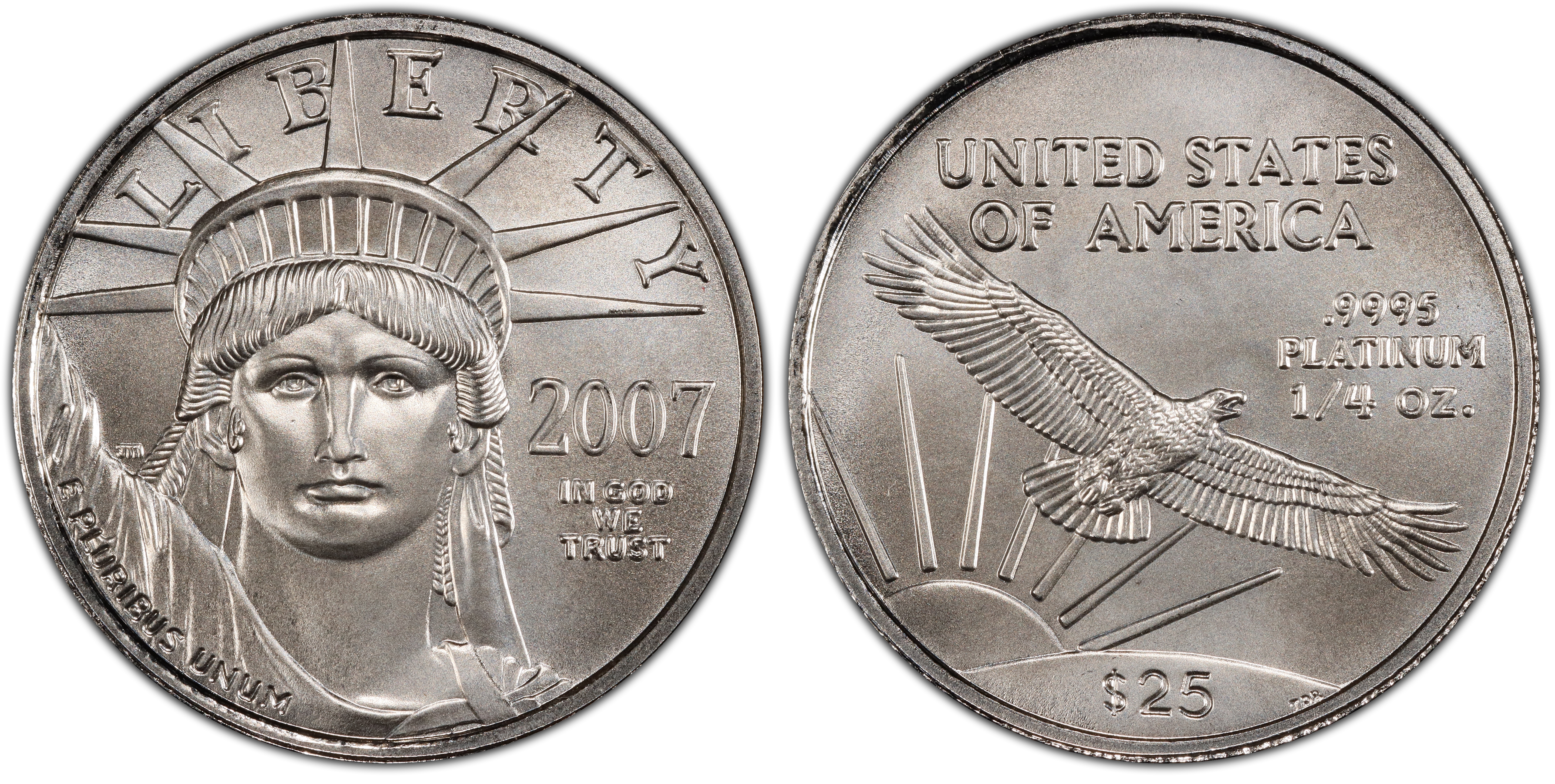 2007 $25 Statue of Liberty (Regular Strike) Platinum Eagles - PCGS