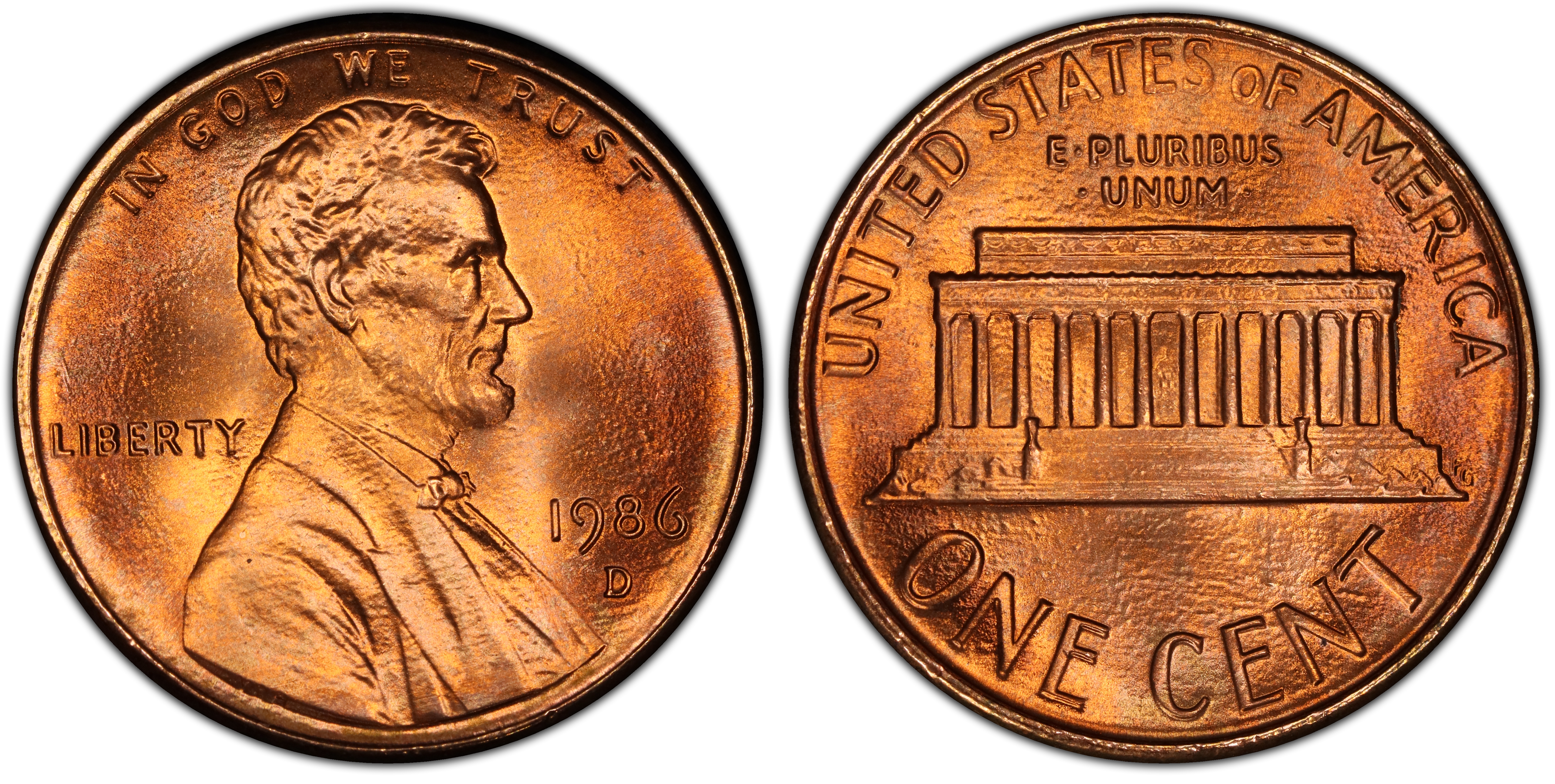 1986-D 1C, RD (Regular Strike) Lincoln Cent (Modern) - PCGS CoinFacts