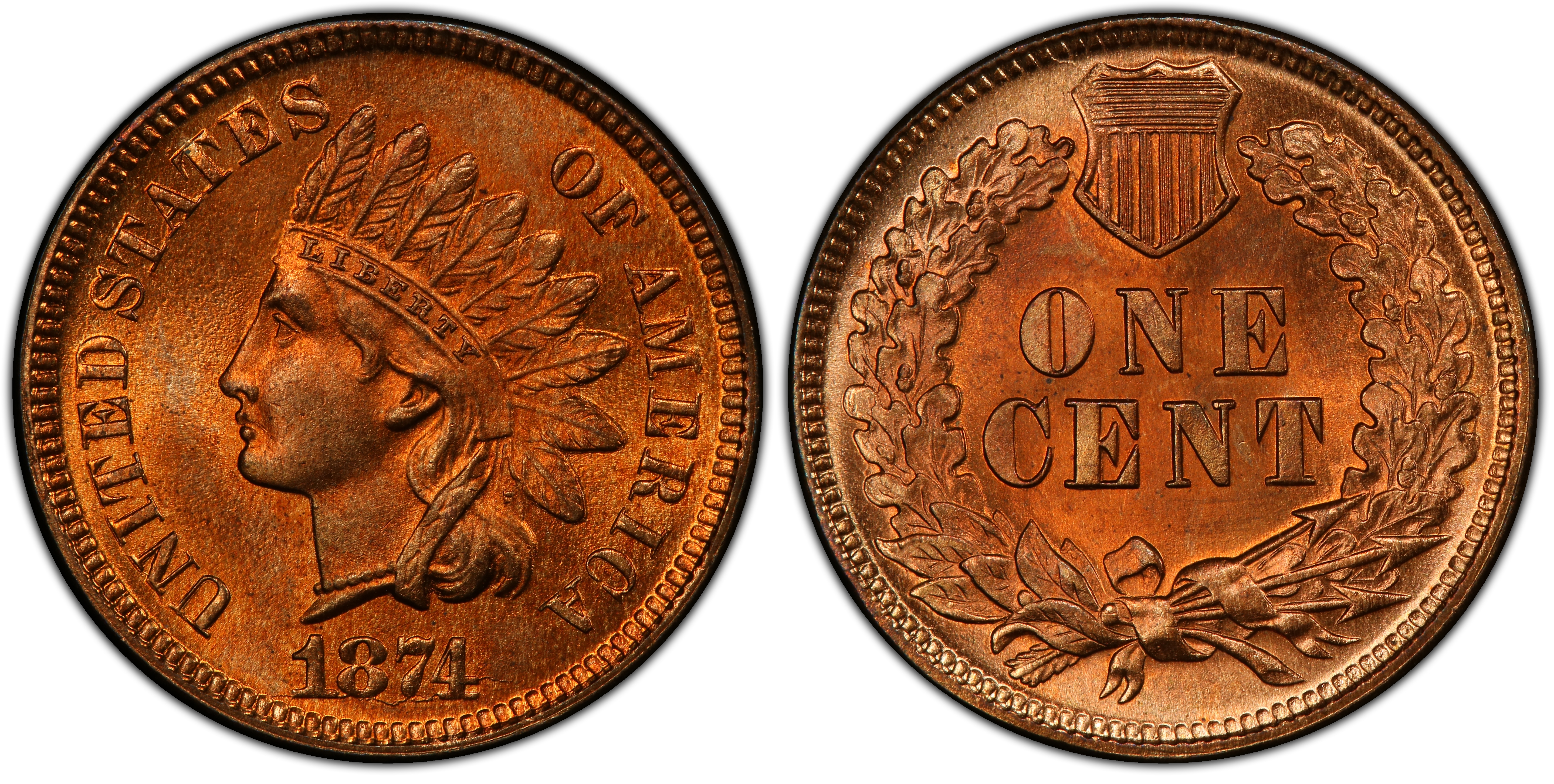 1874 1C, RD (Regular Strike) Indian Cent - PCGS CoinFacts