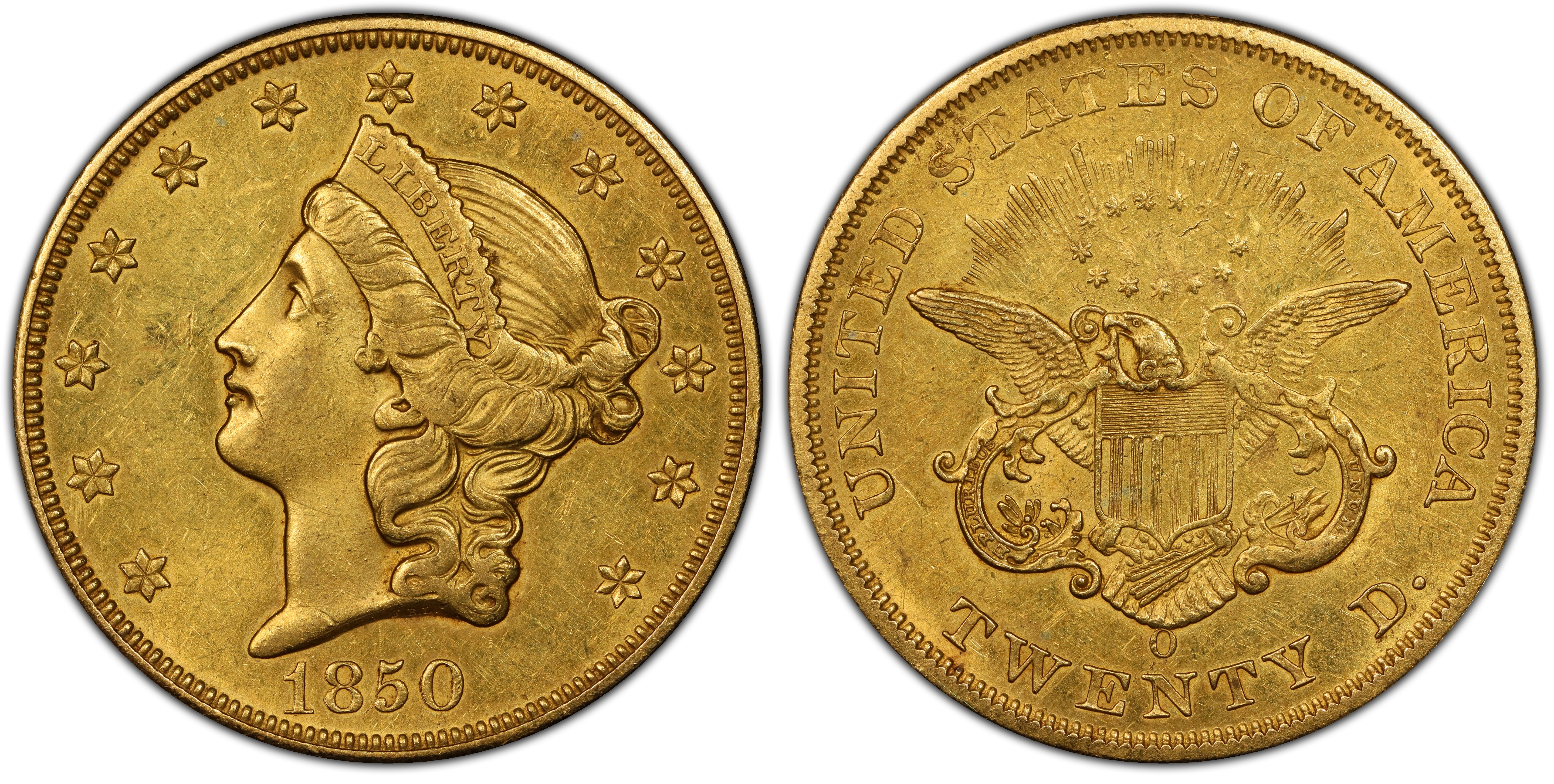 1850-O $20 (Regular Strike) Liberty Head $20 - PCGS CoinFacts