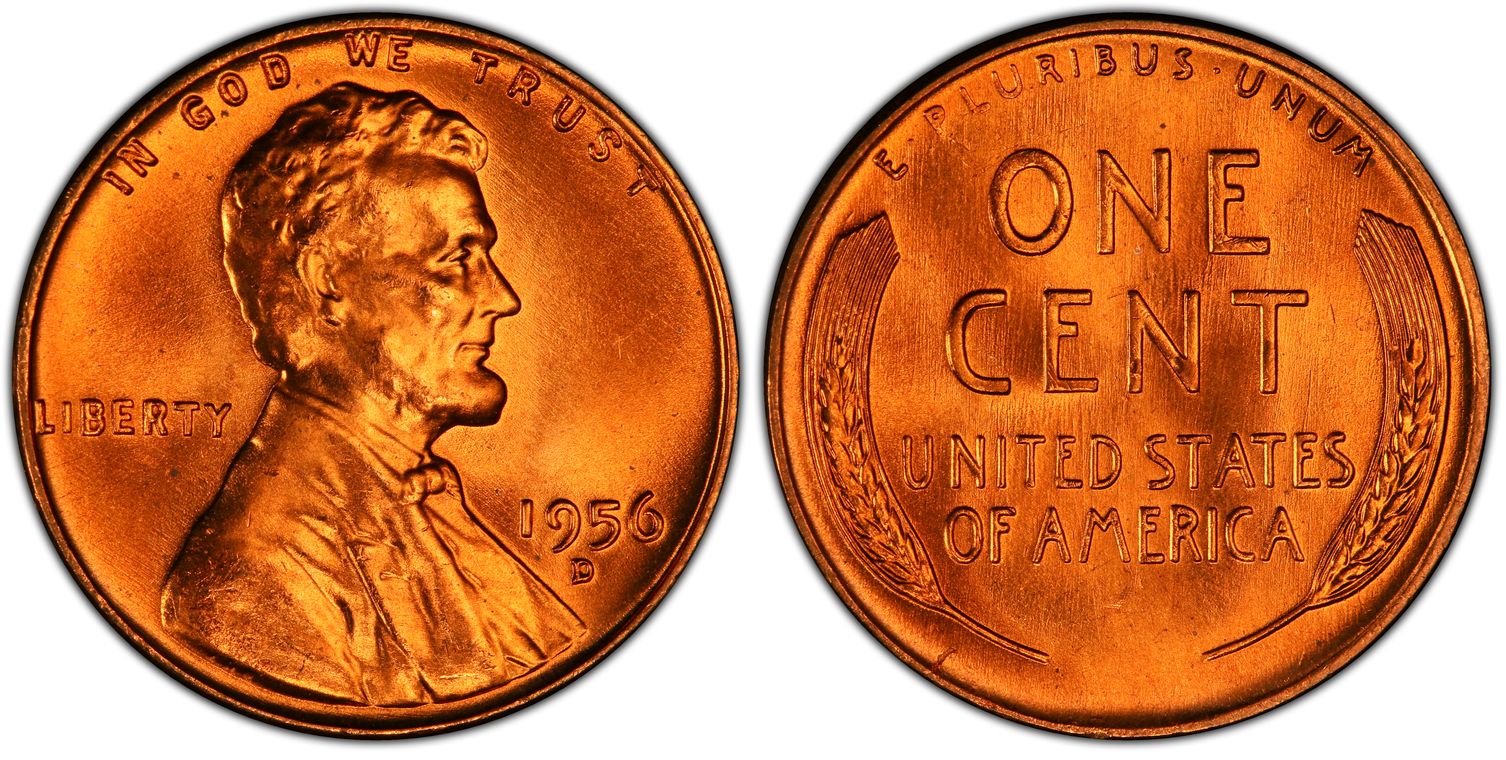 1956-D 1C, RD (Regular Strike) Lincoln Cent (Wheat Reverse) - PCGS ...