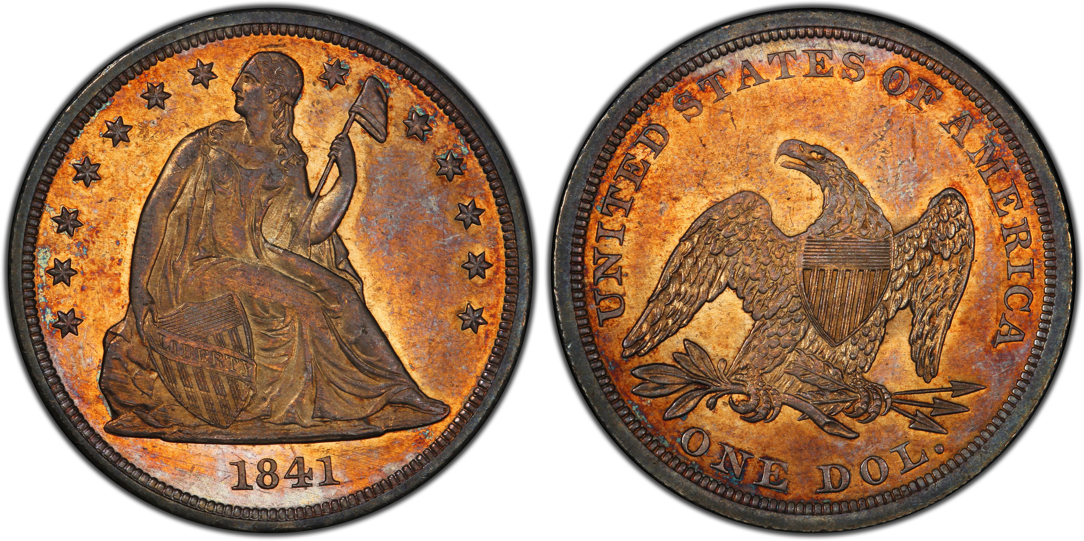 1841 $1 (Regular Strike) Liberty Seated Dollar - PCGS CoinFacts