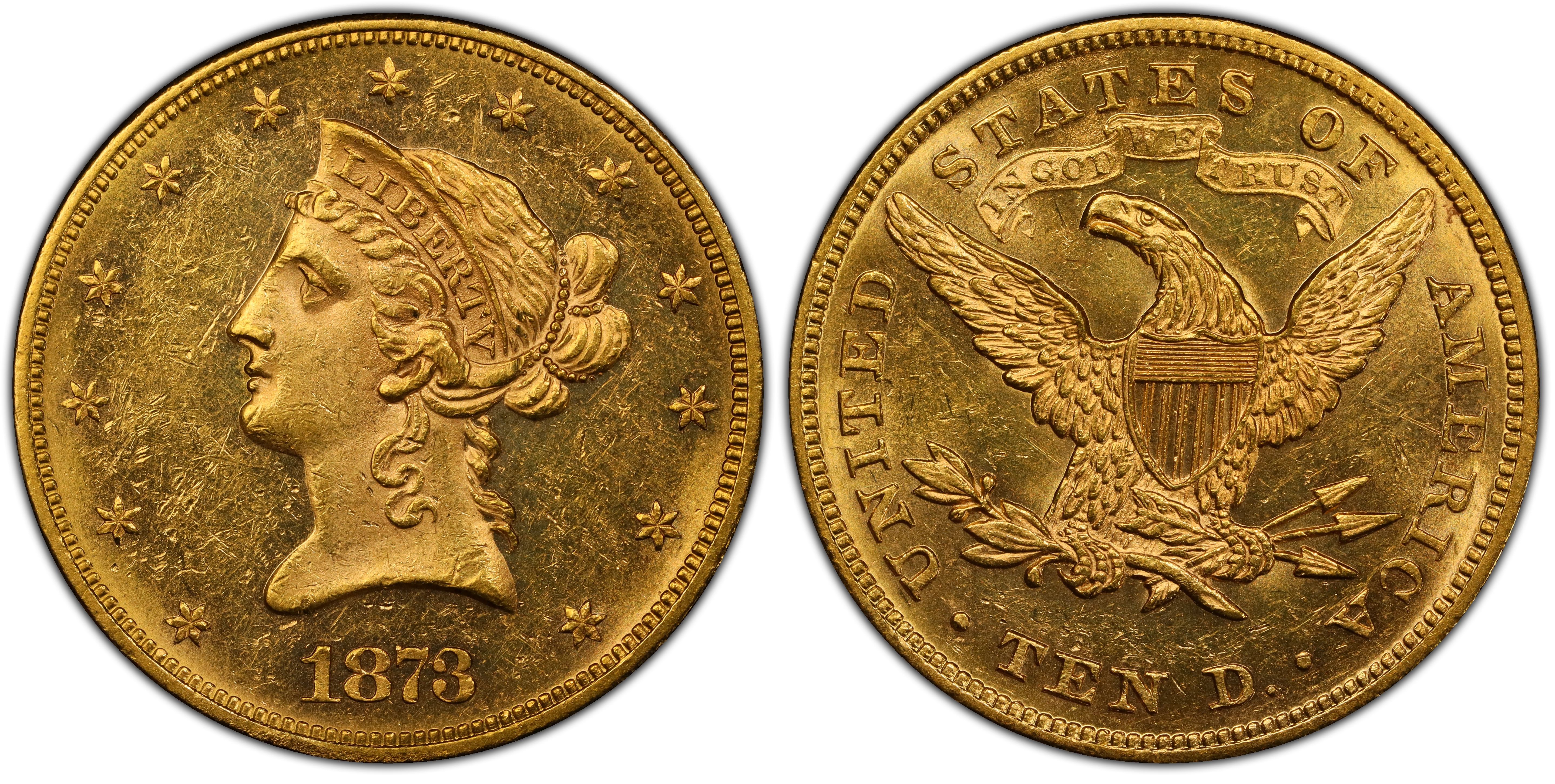 1873 $10 (Regular Strike) Liberty Head $10 - PCGS CoinFacts