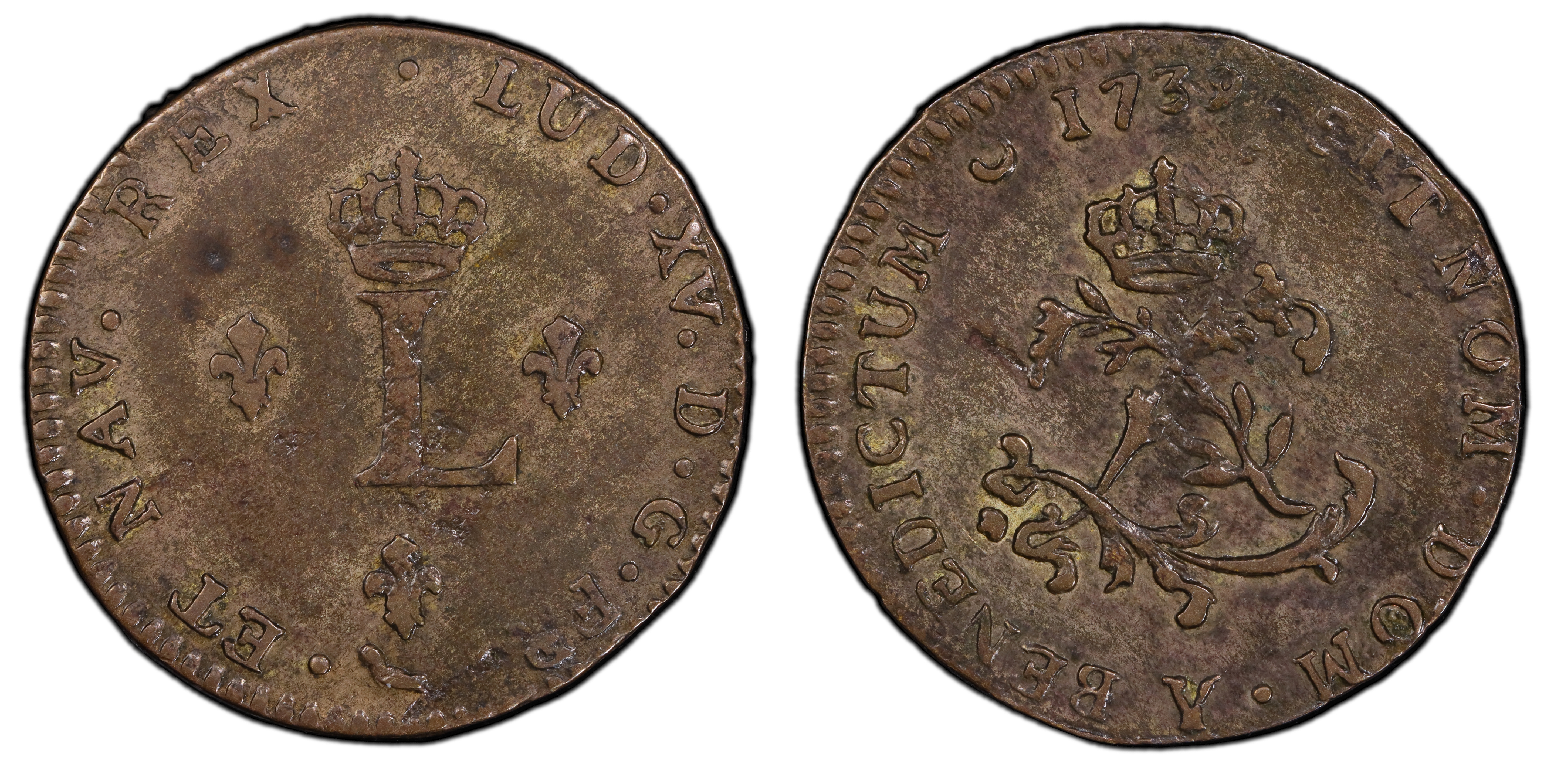 1739-Y Sou M (Regular Strike) French Colonies - PCGS CoinFacts