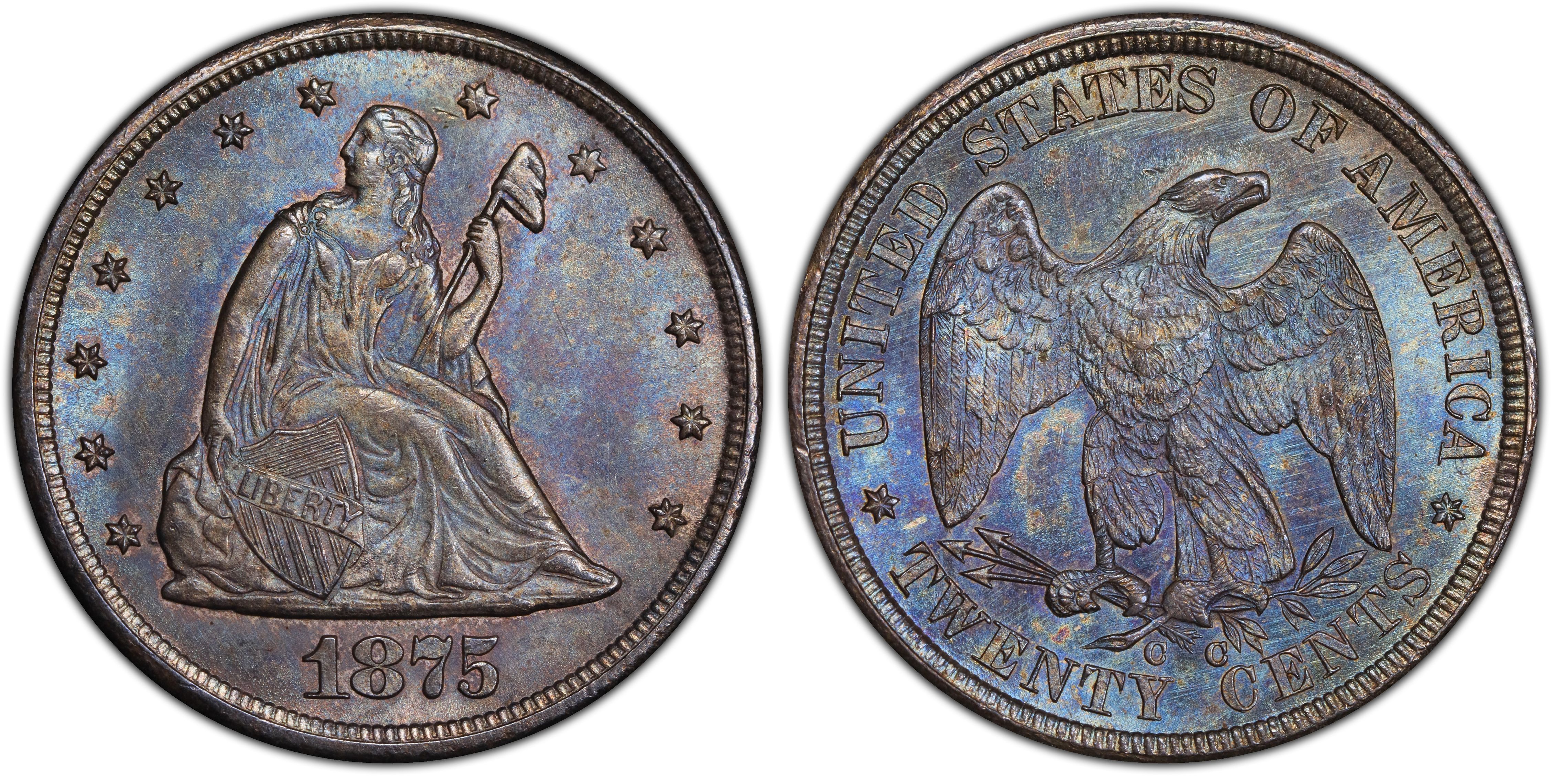 1875 CC 20C Regular Strike Twenty Cent PCGS CoinFacts