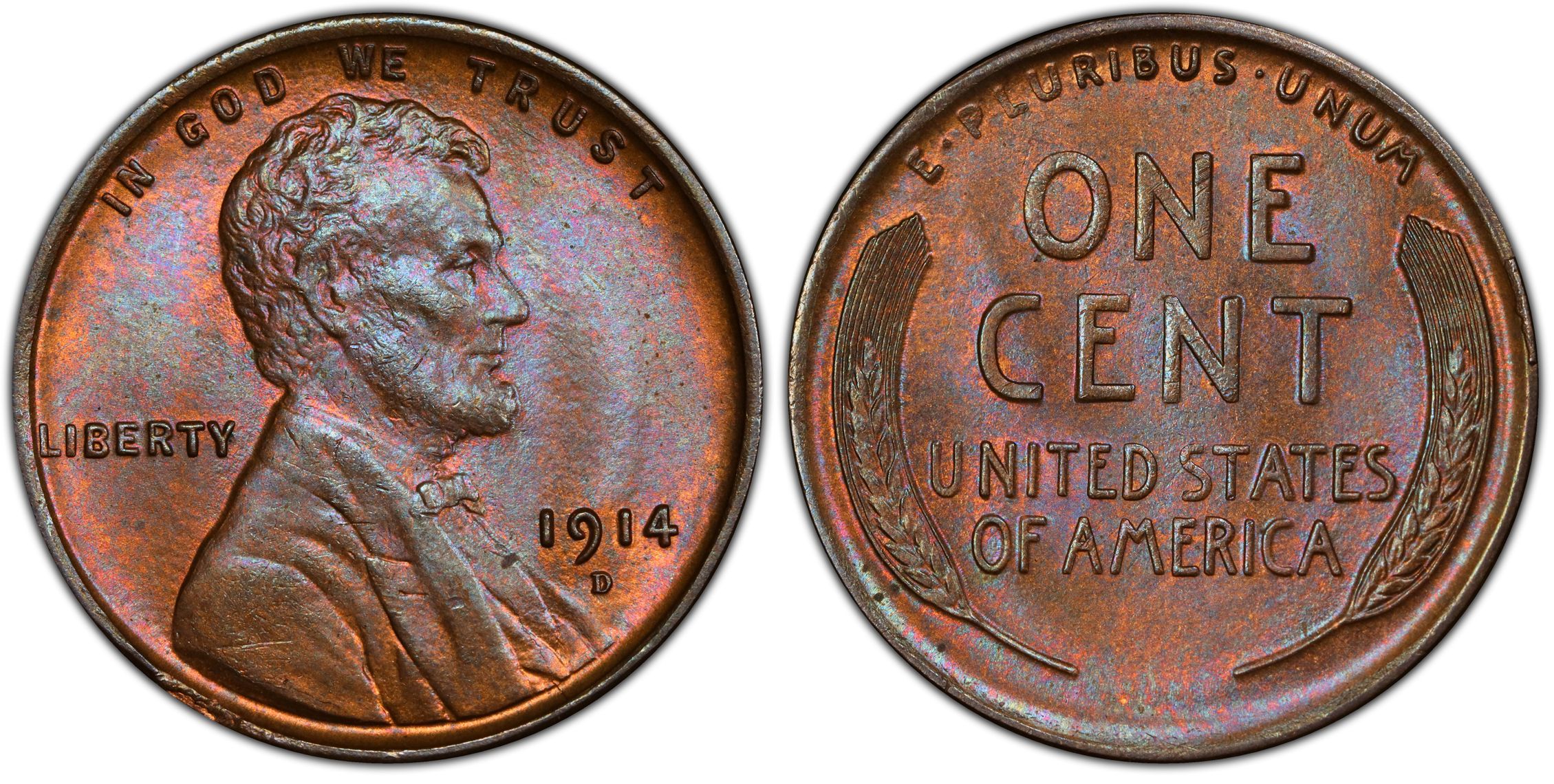 1914-D 1C, BN (Regular Strike) Lincoln Cent (Wheat Reverse) - PCGS ...