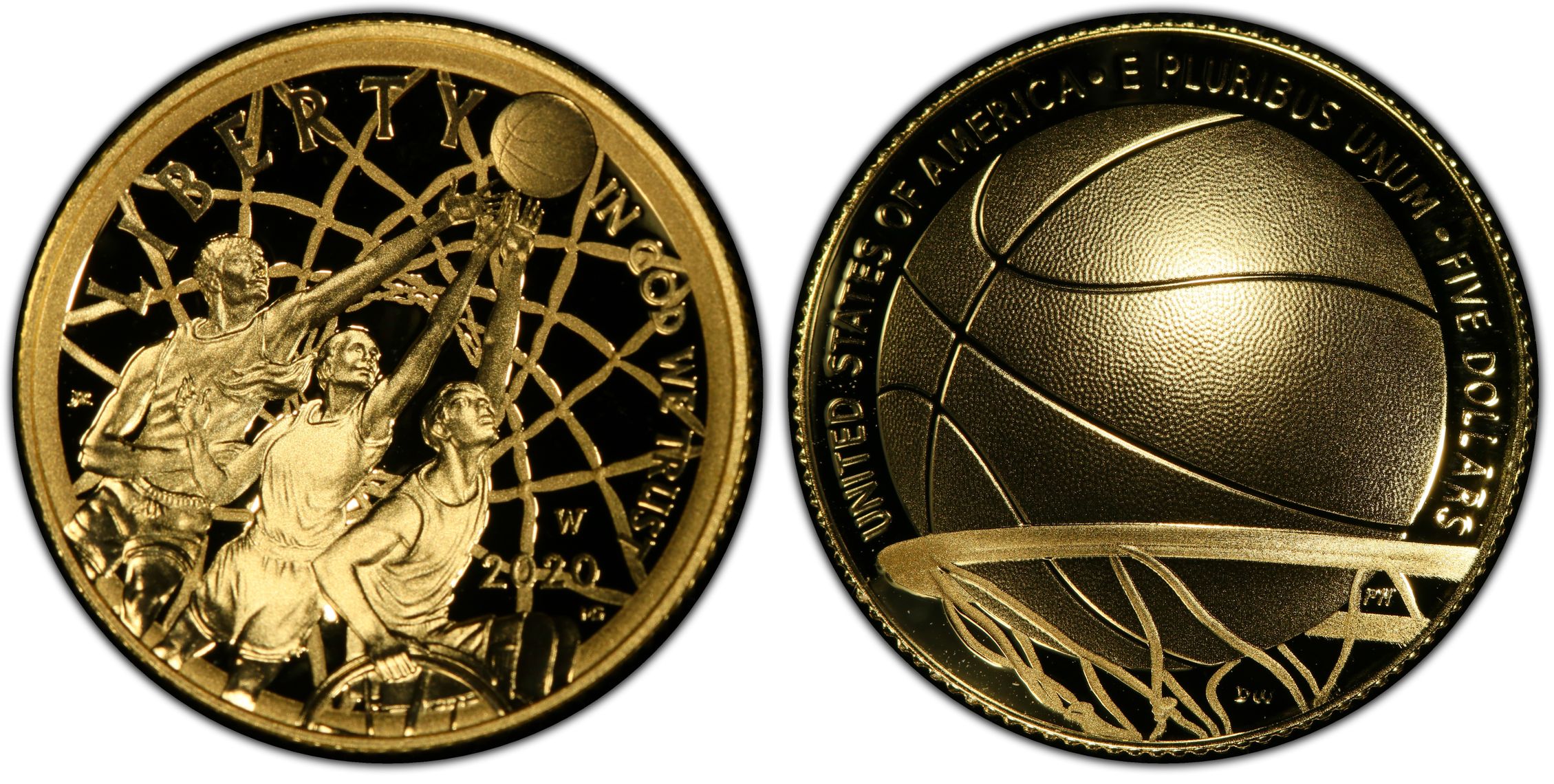 2020-W $5 Basketball Hall of Fame, DCAM (Proof) Modern Gold