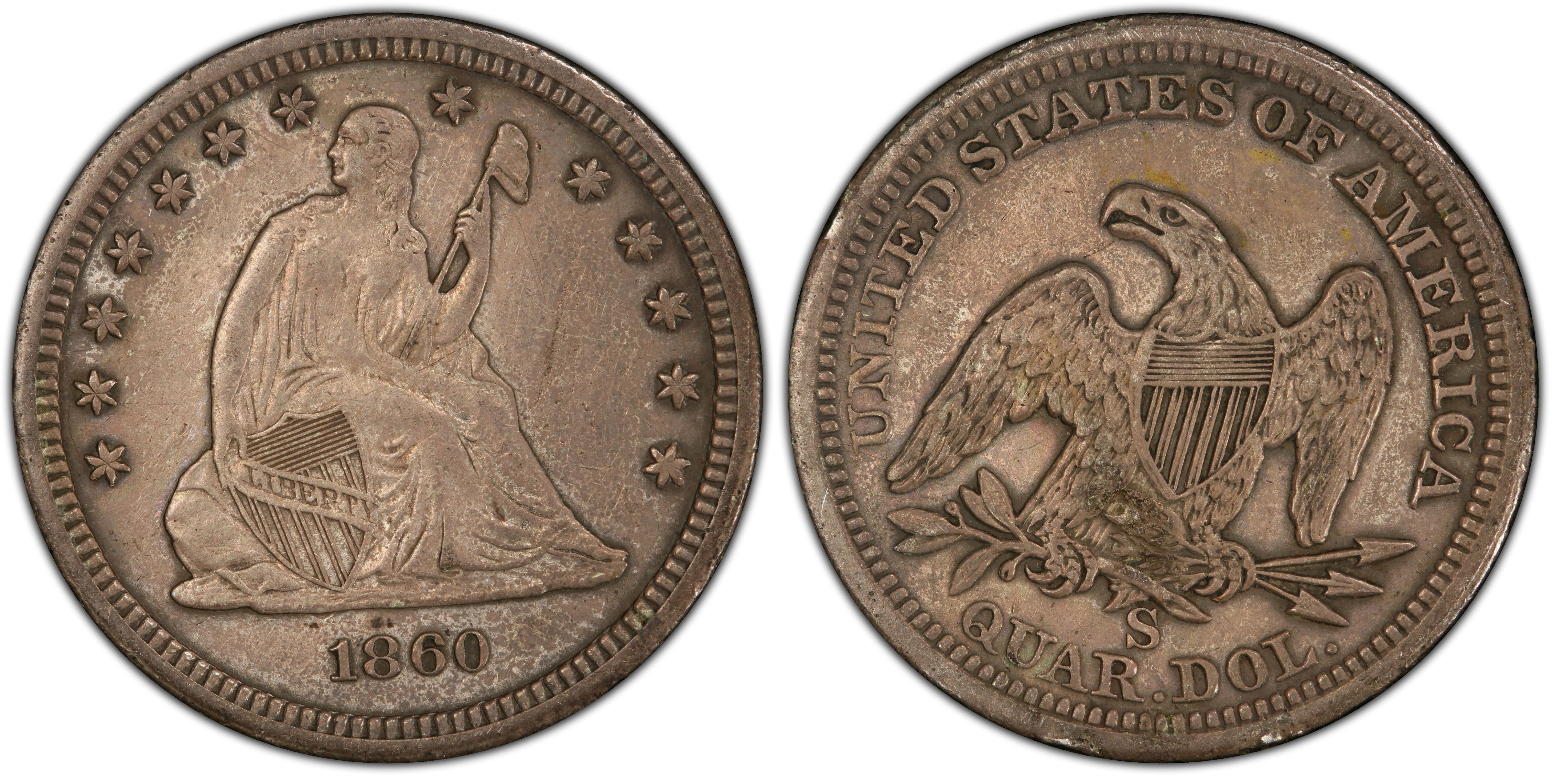 1860-S 25C (Regular Strike) Liberty Seated Quarter - PCGS CoinFacts