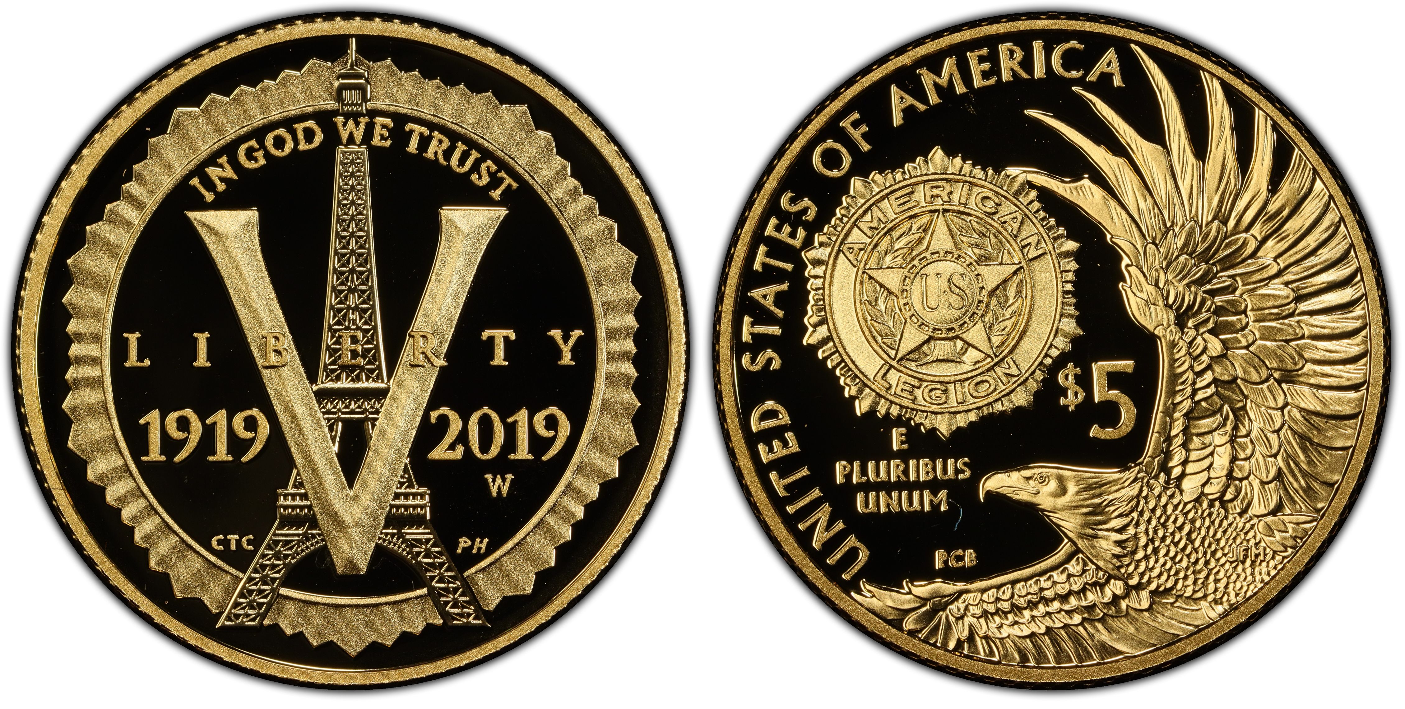 2019 W 5 American Legion 100th Ann DCAM Proof Modern Gold