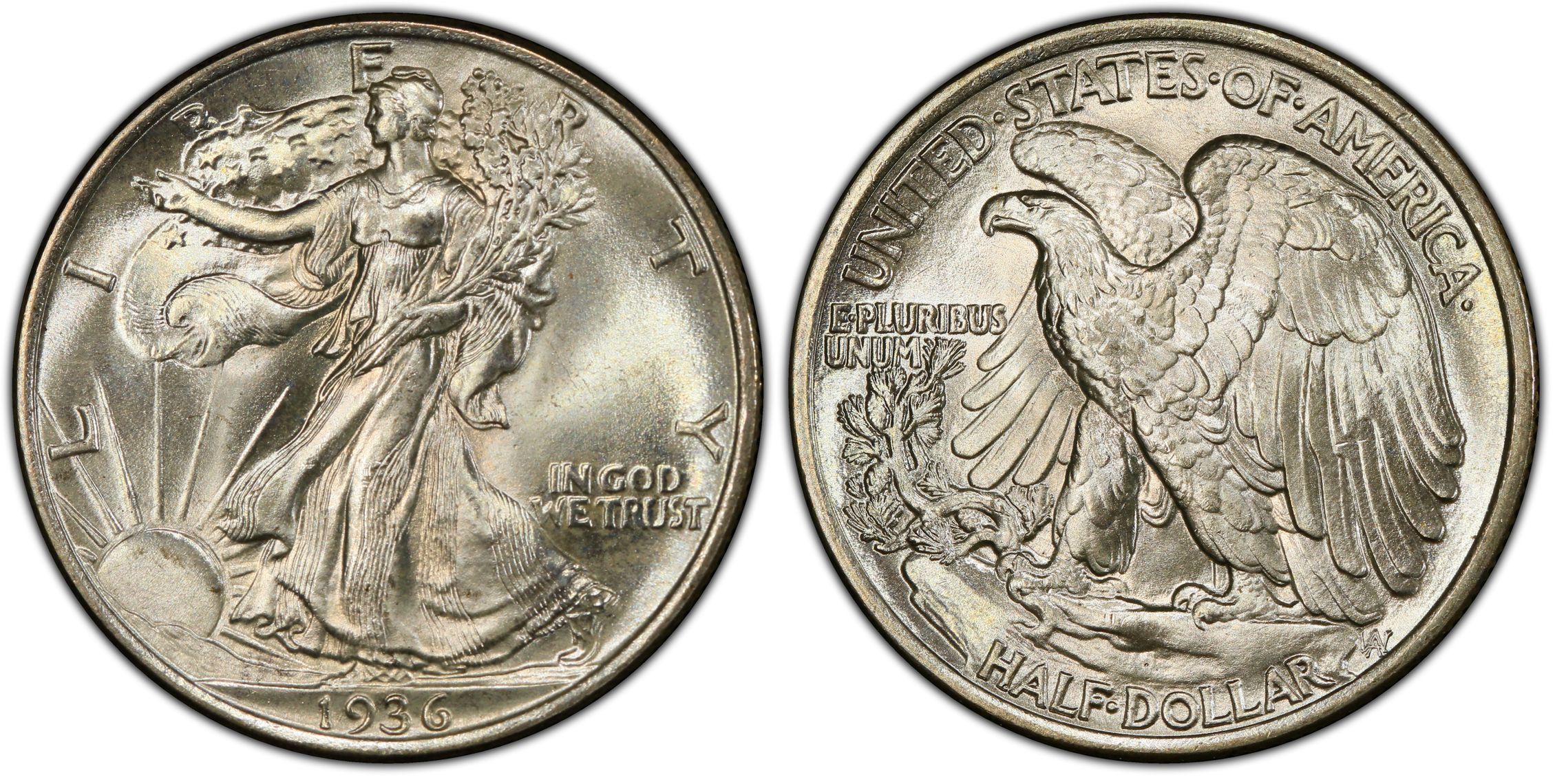 4 walking liberty half dollars. 1936, 1940, 1943-D 1946 online