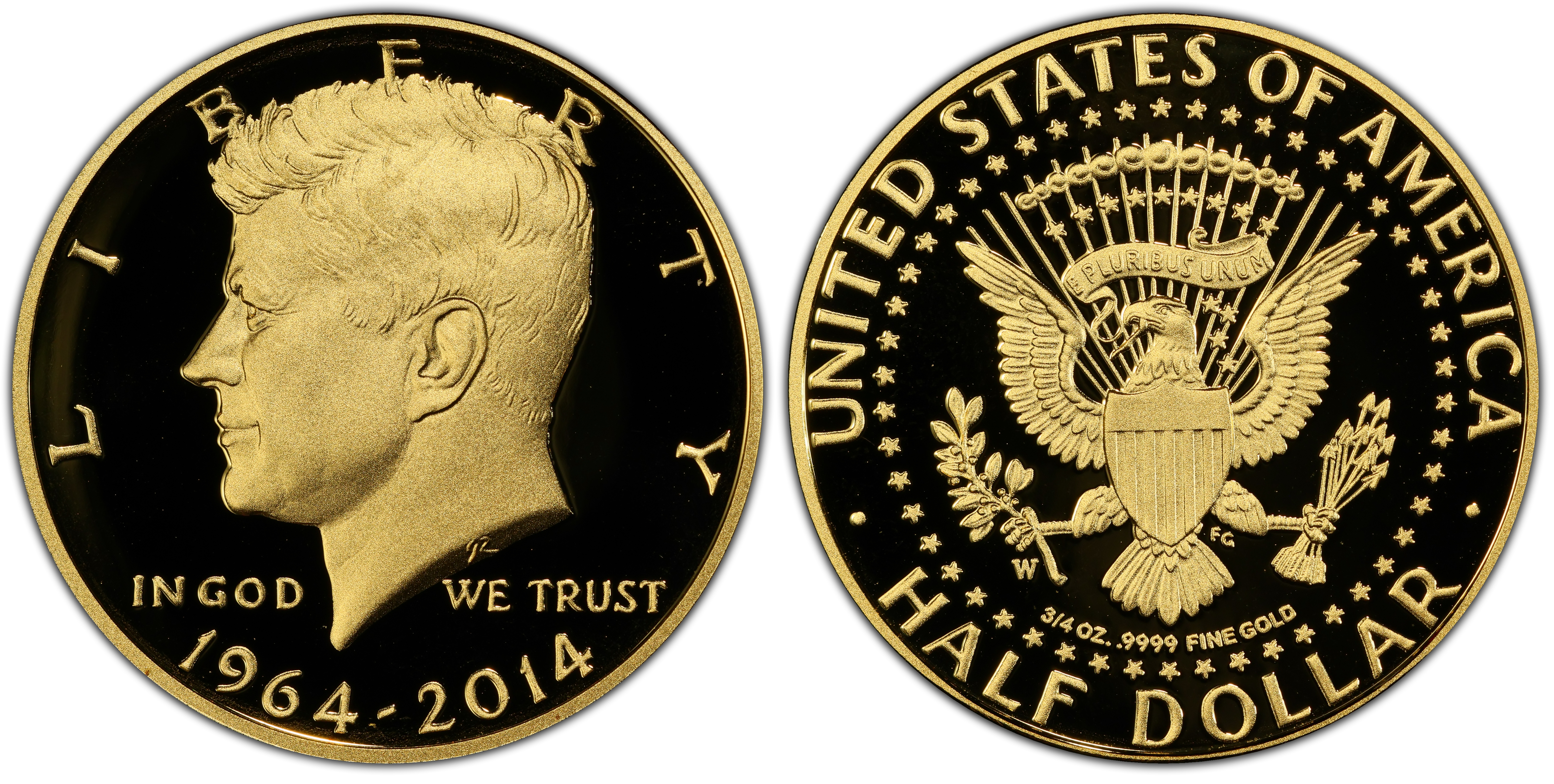 2014-W 50C Gold JFK 50th Anniversary, DCAM (Proof) Kennedy Half