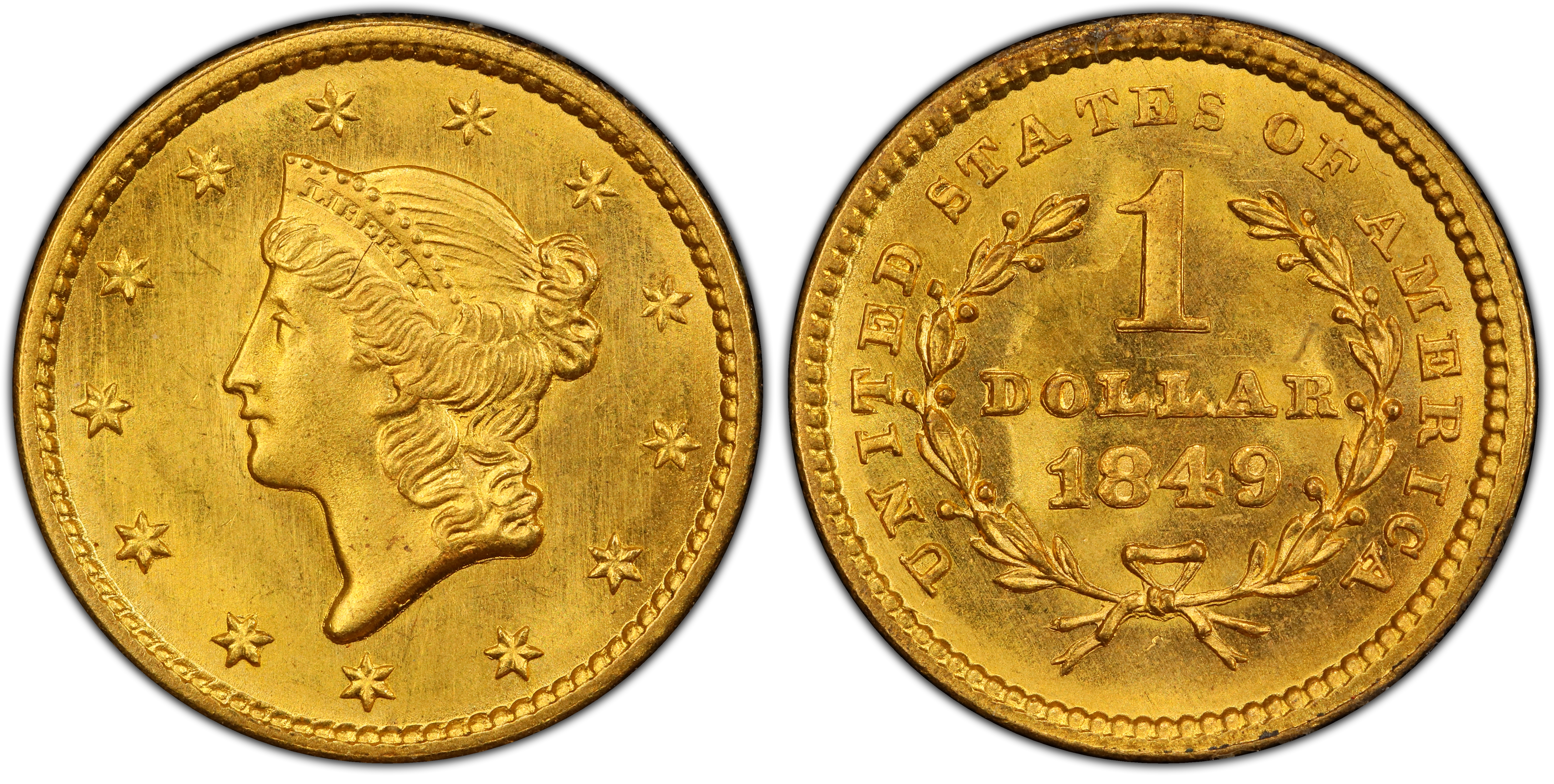 1849 G$1 Closed Wreath (Regular Strike) Gold Dollar - PCGS CoinFacts