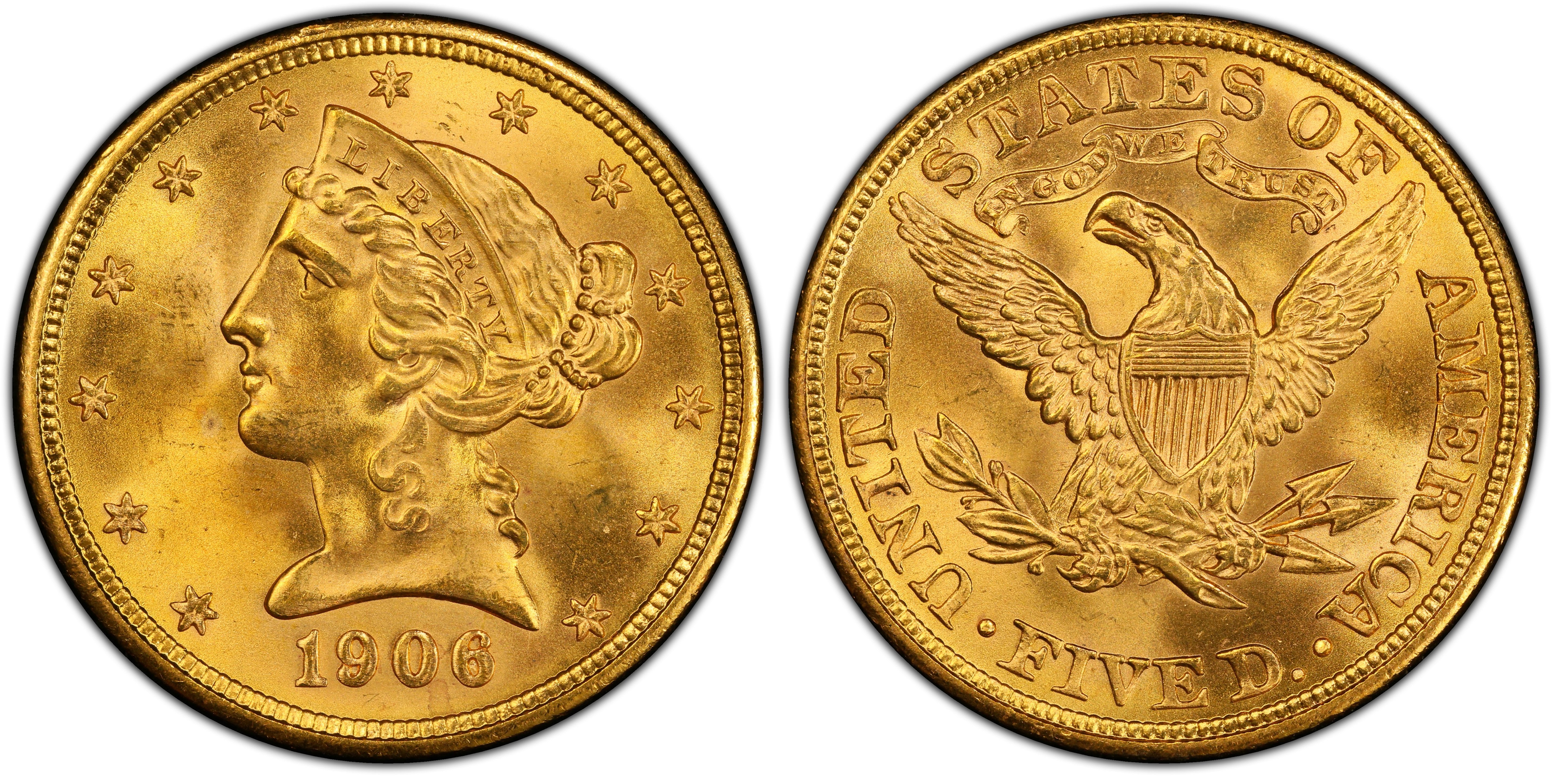 1906 $5 (Regular Strike) Liberty Head $5 - PCGS CoinFacts