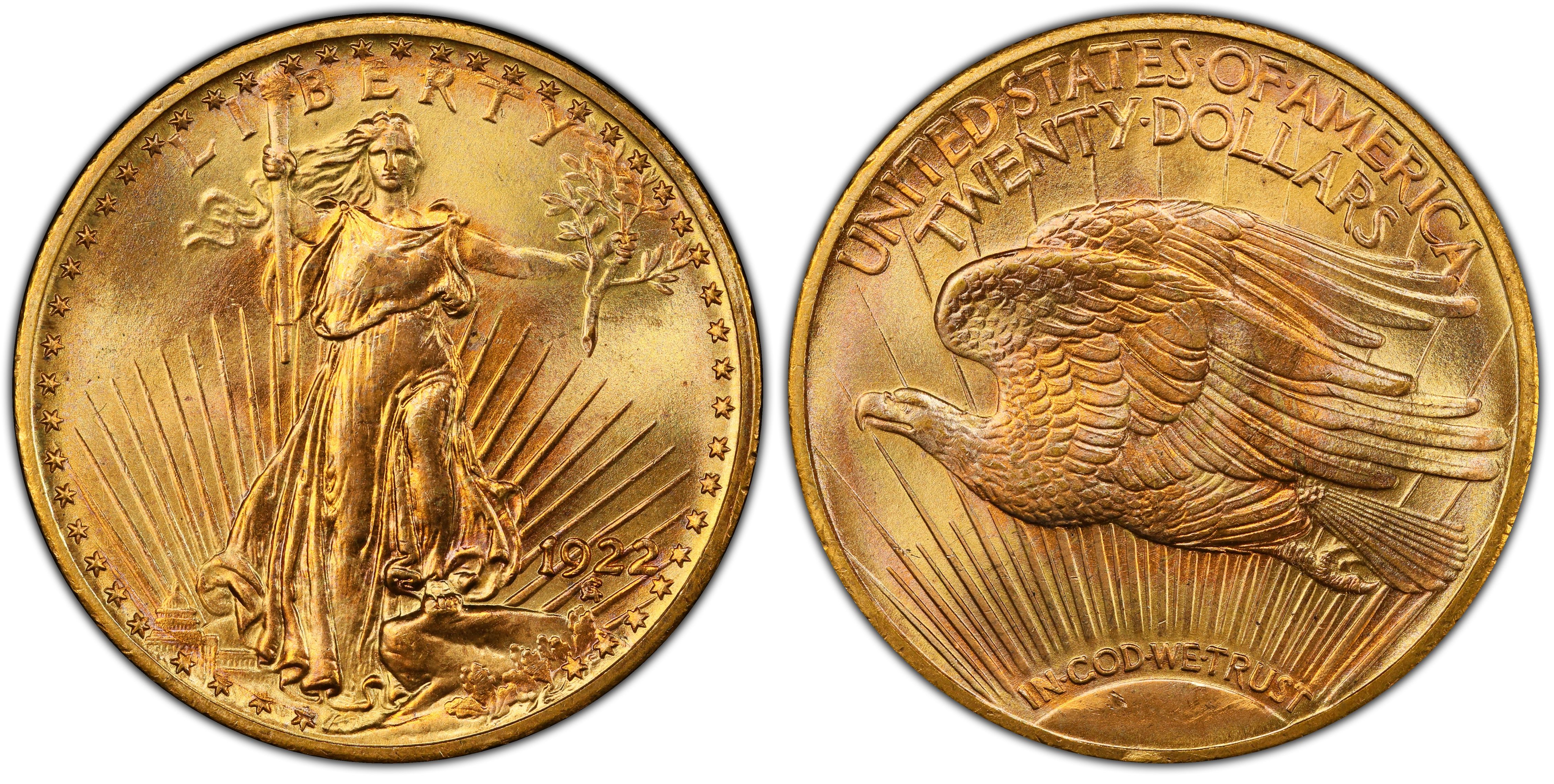 1922 $20 (Regular Strike) St. Gaudens $20 - PCGS CoinFacts