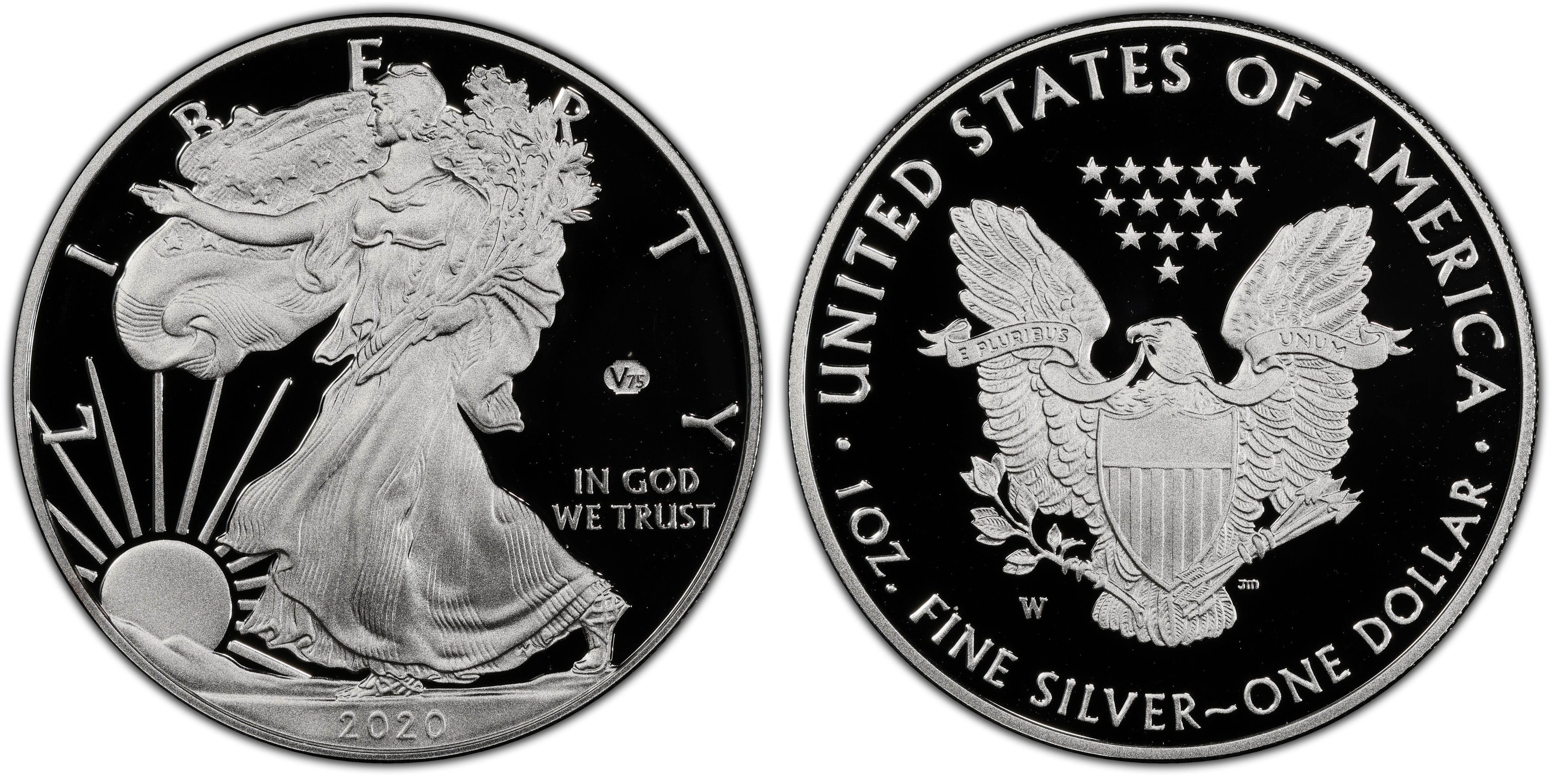 2020-W $1 Silver Eagle - v75 Privy First Strike, DCAM (Proof