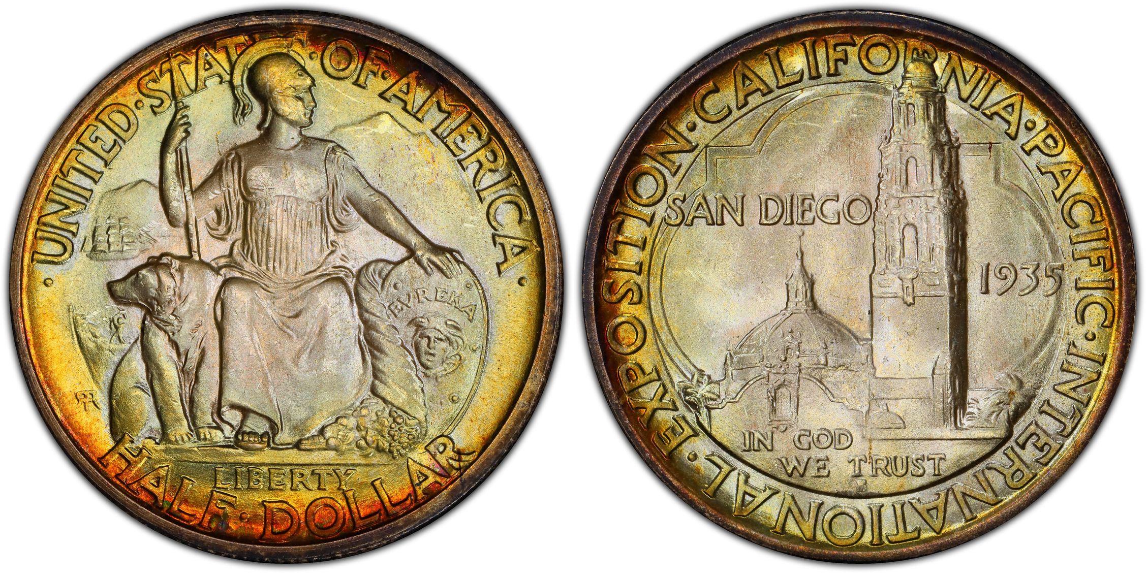 1935 S 50C San Diego Regular Strike Silver Commemorative PCGS