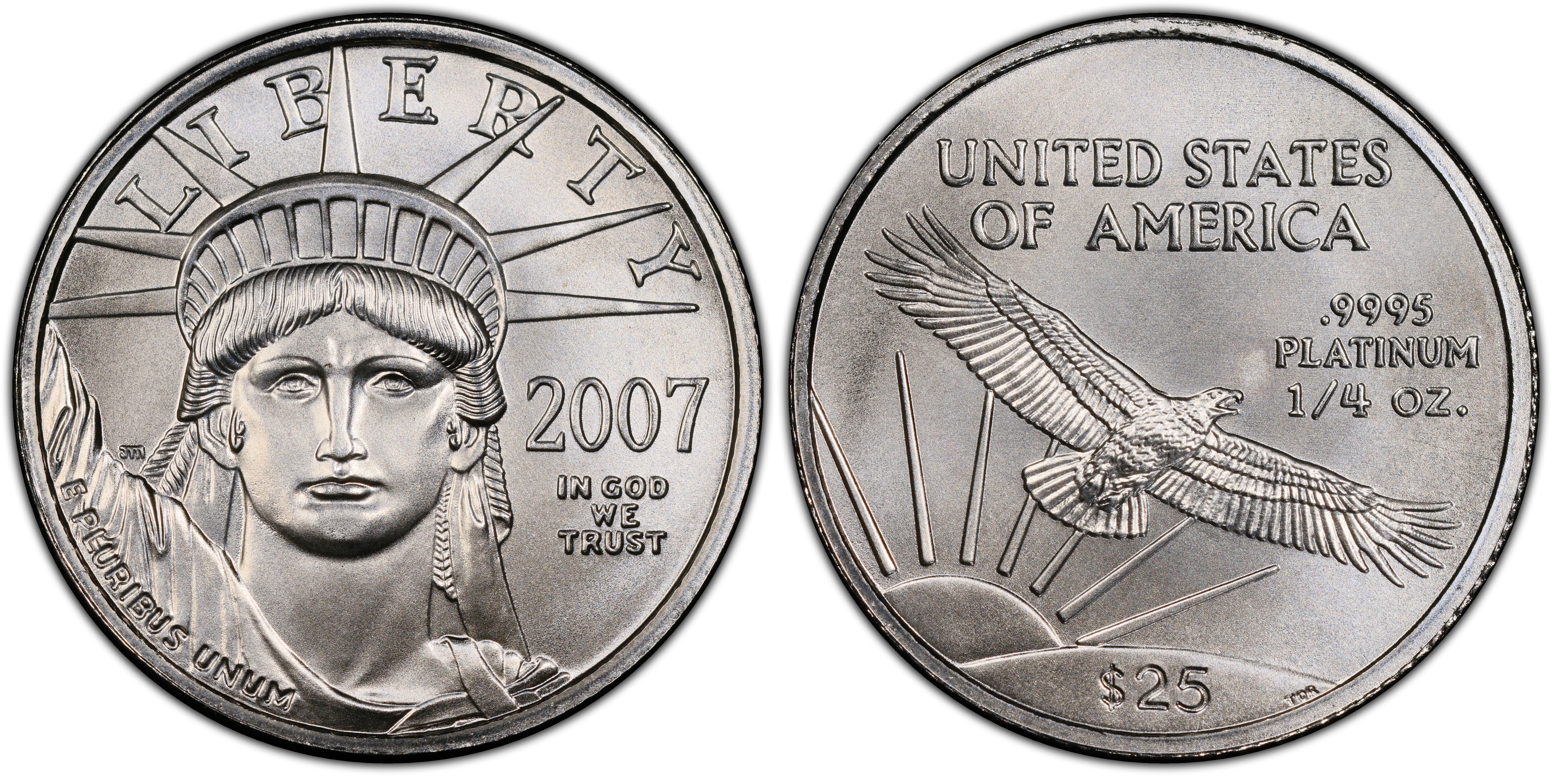 2007 $25 Statue of Liberty (Regular Strike) Platinum Eagles - PCGS