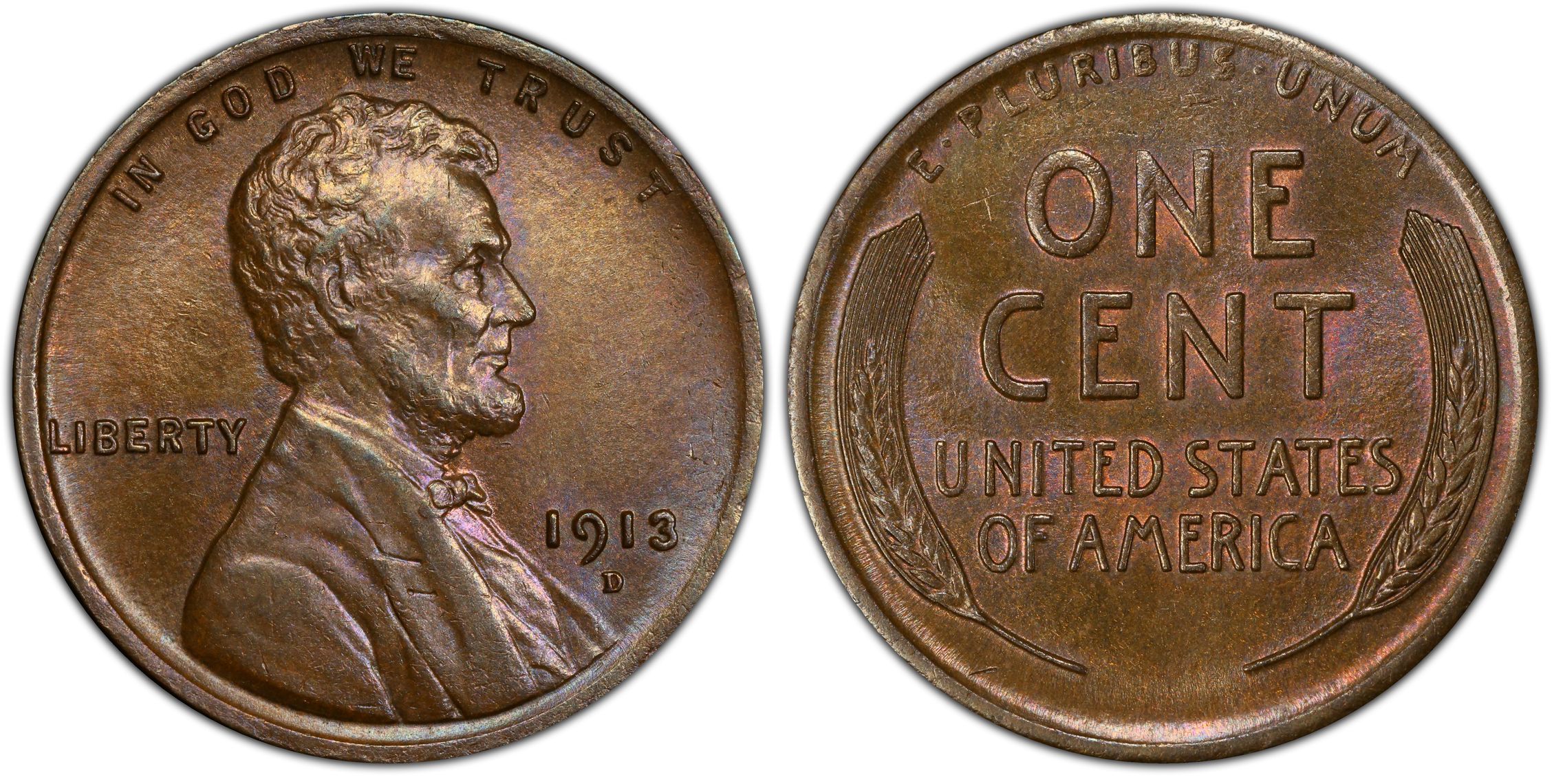 1913-D 1C, BN (Regular Strike) Lincoln Cent (Wheat Reverse) - PCGS CoinFacts