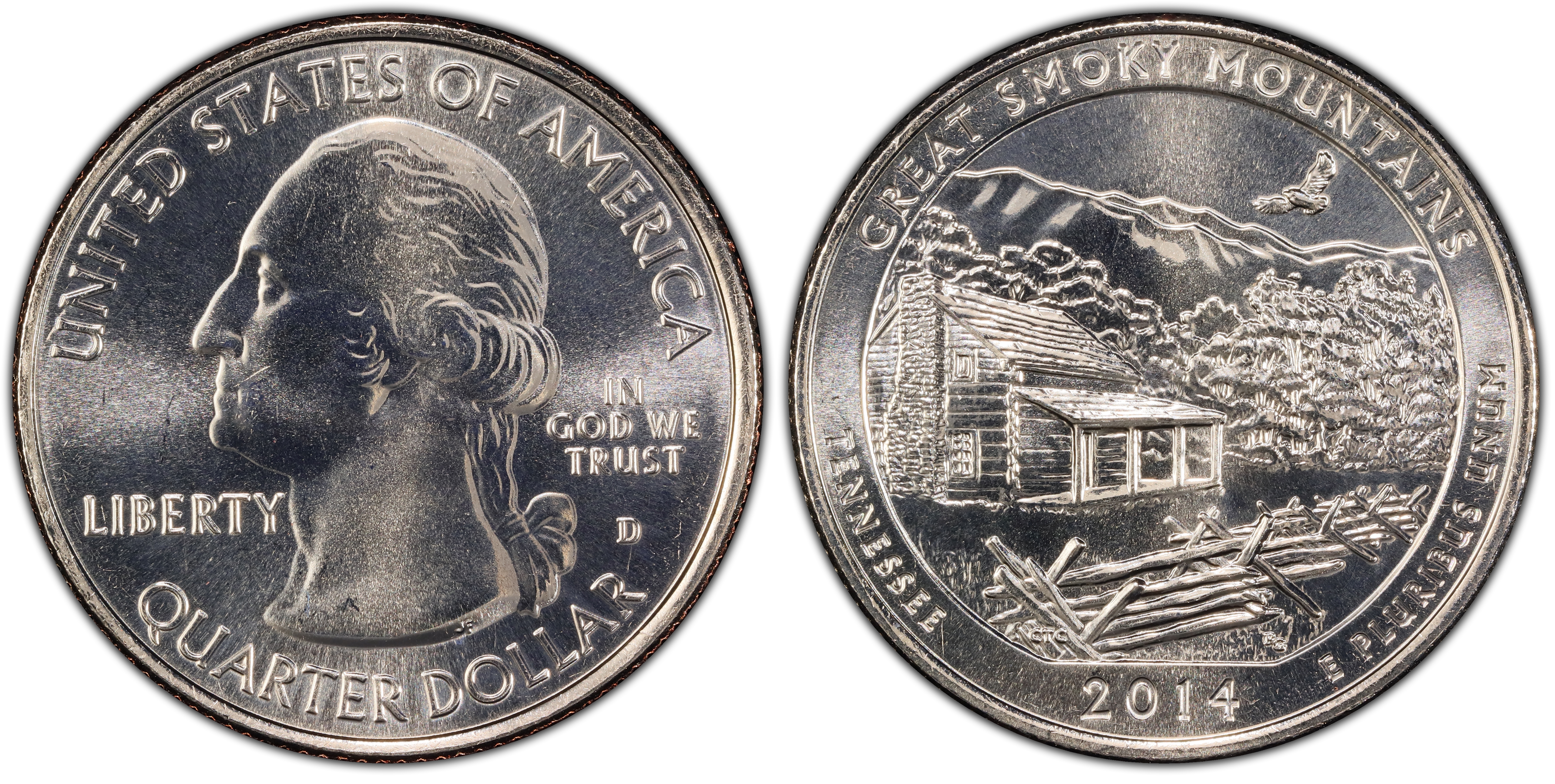 2014-D 25C Great Smoky Mtns NP (Regular Strike) Washington America the  Beautiful Quarters - PCGS CoinFacts