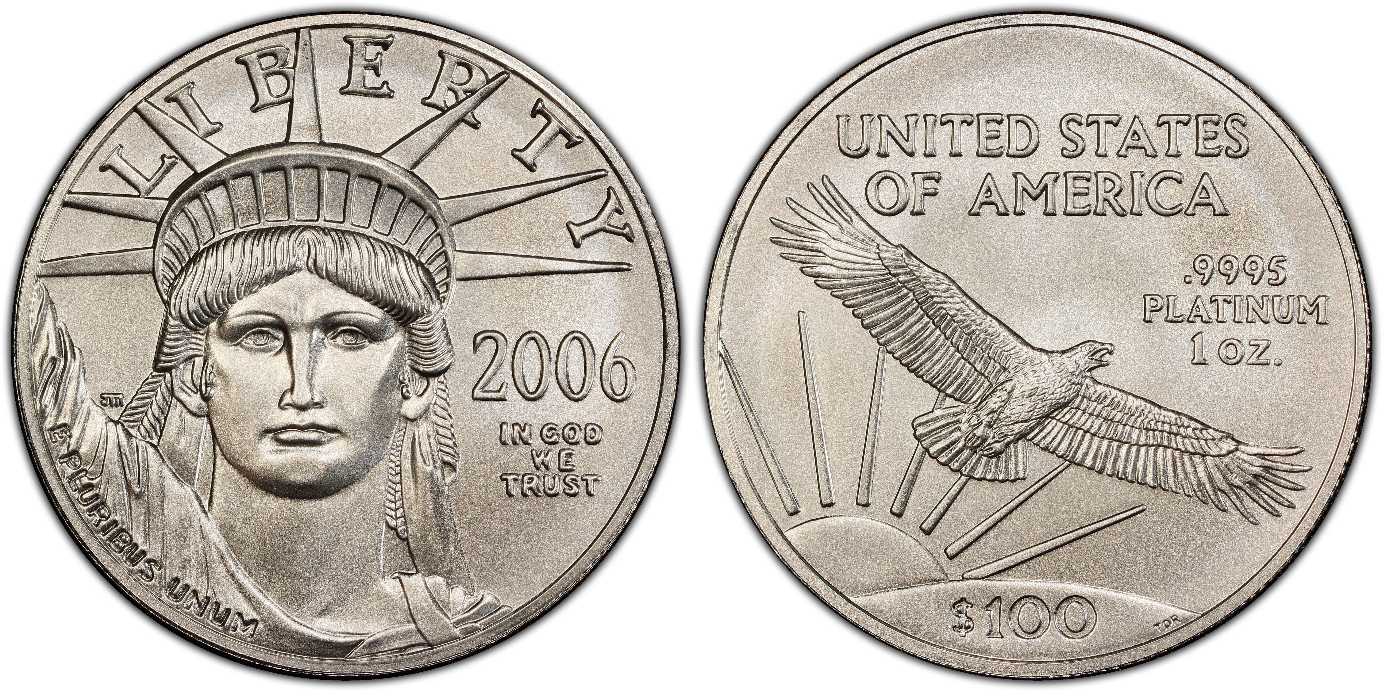 2006 $100 Statue of Liberty (Regular Strike) Platinum Eagles