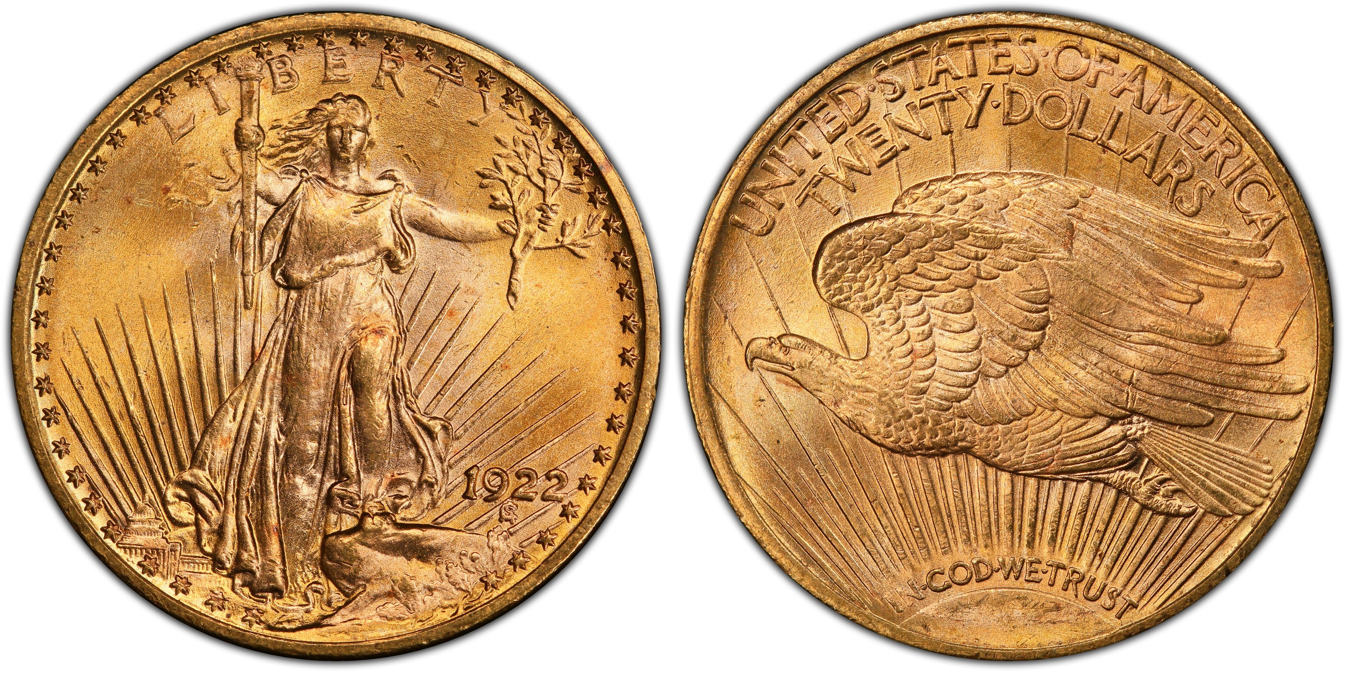 1922 $20 (Regular Strike) St. Gaudens $20 - PCGS CoinFacts