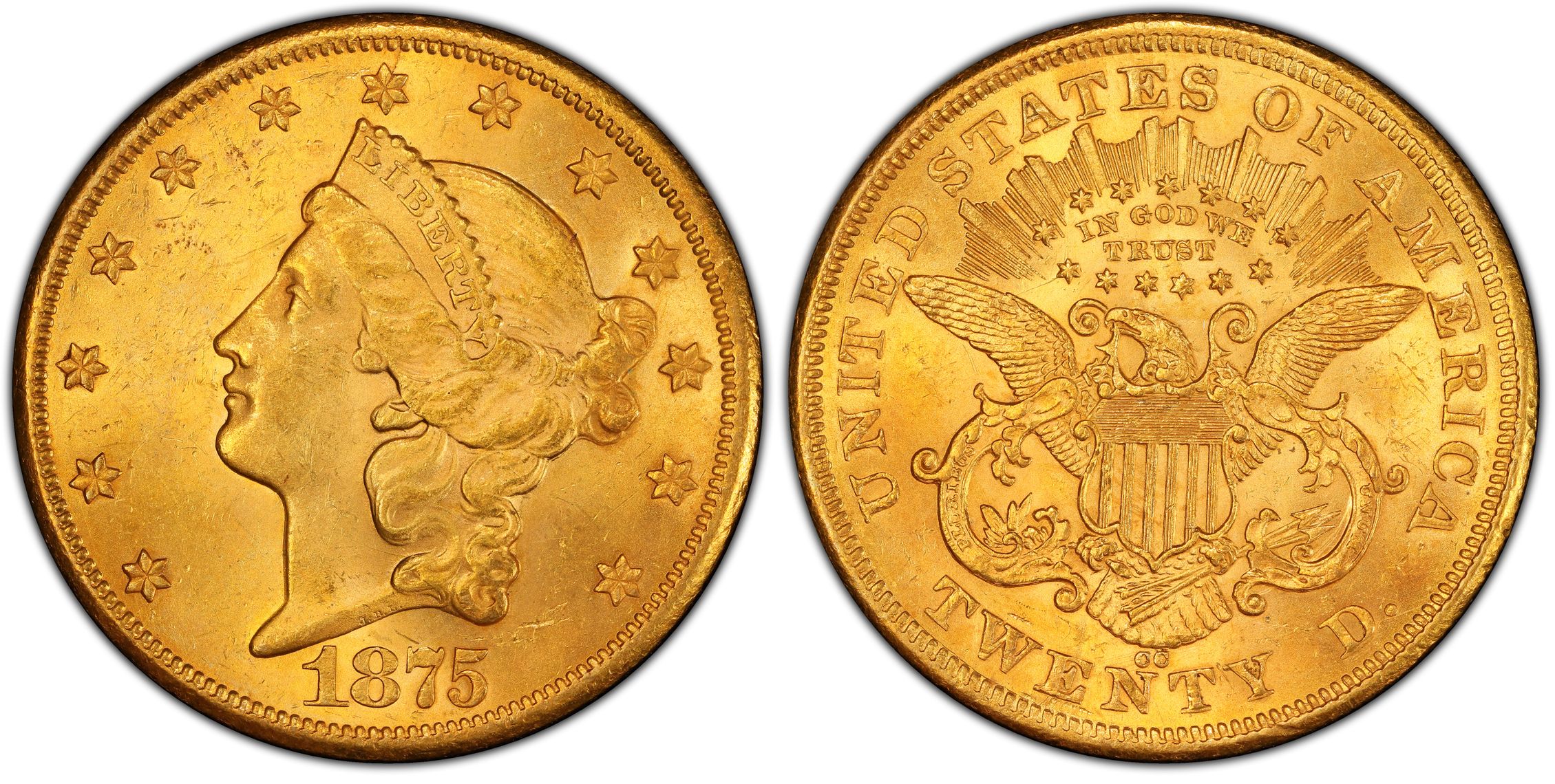 1875-CC $20 (Regular Strike) Liberty Head $20 - PCGS CoinFacts