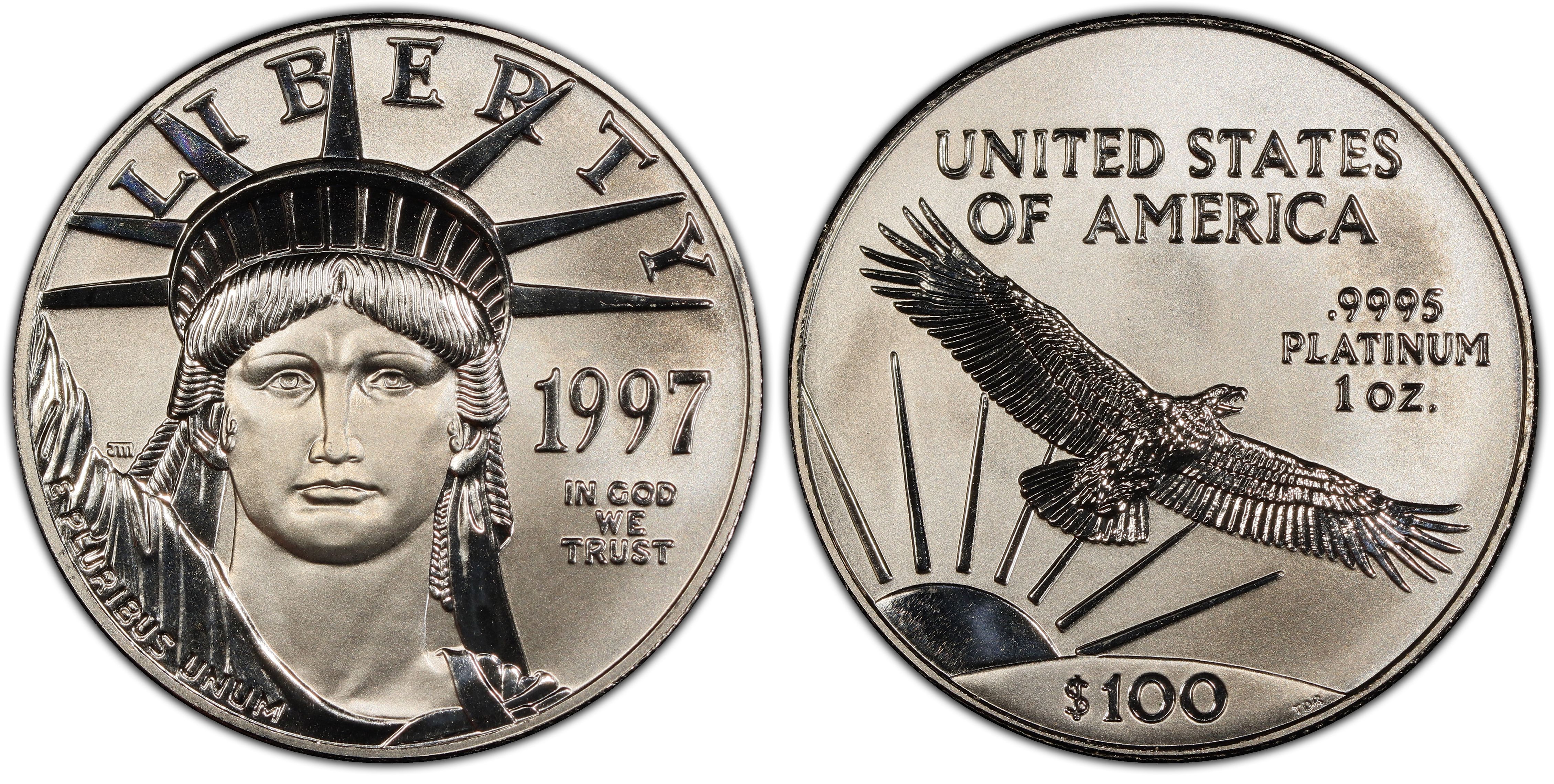 1997 $100 Statue of Liberty (Regular Strike) Platinum Eagles