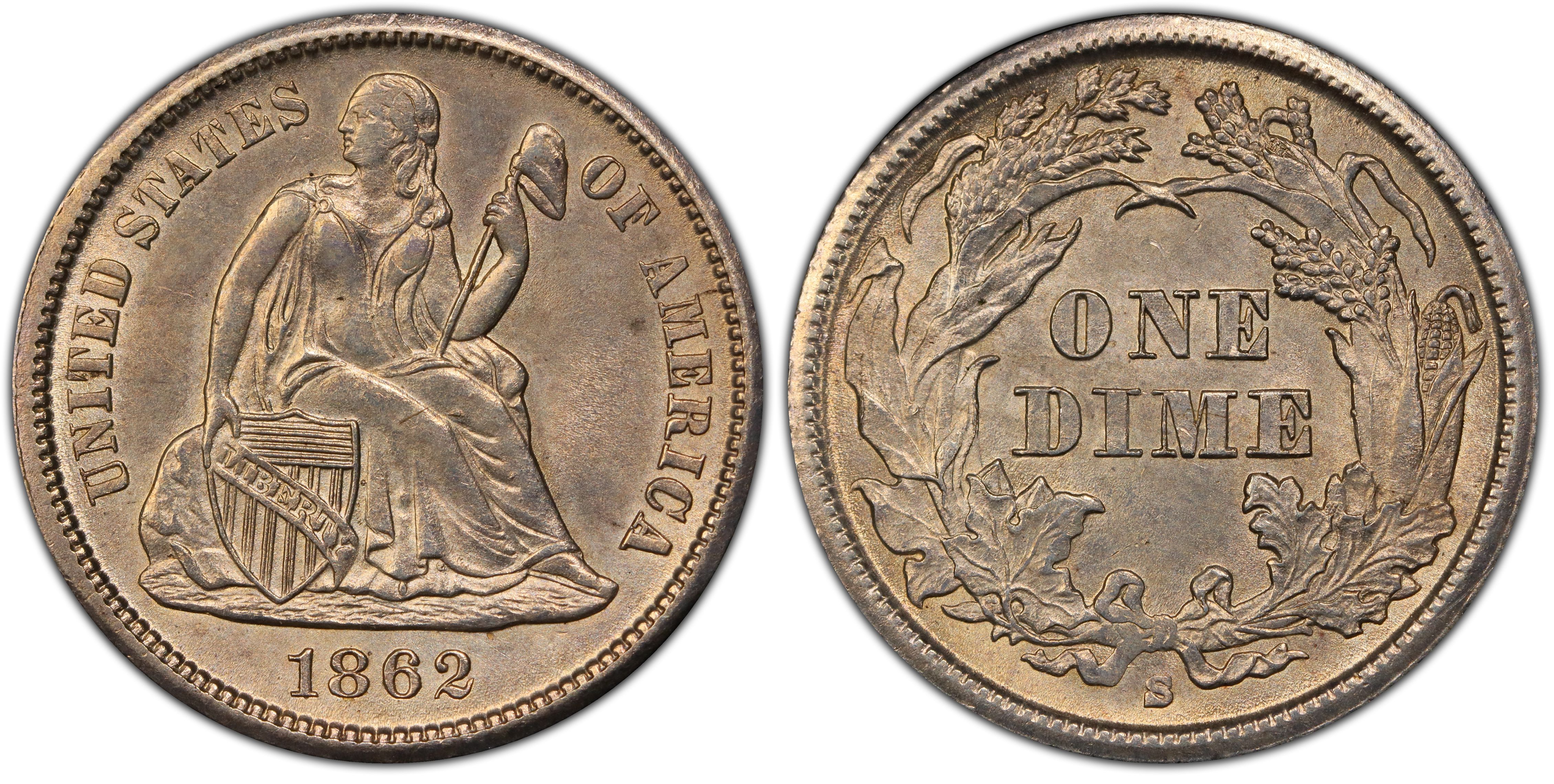 1862-S 10C (Regular Strike) Liberty Seated Dime - PCGS CoinFacts
