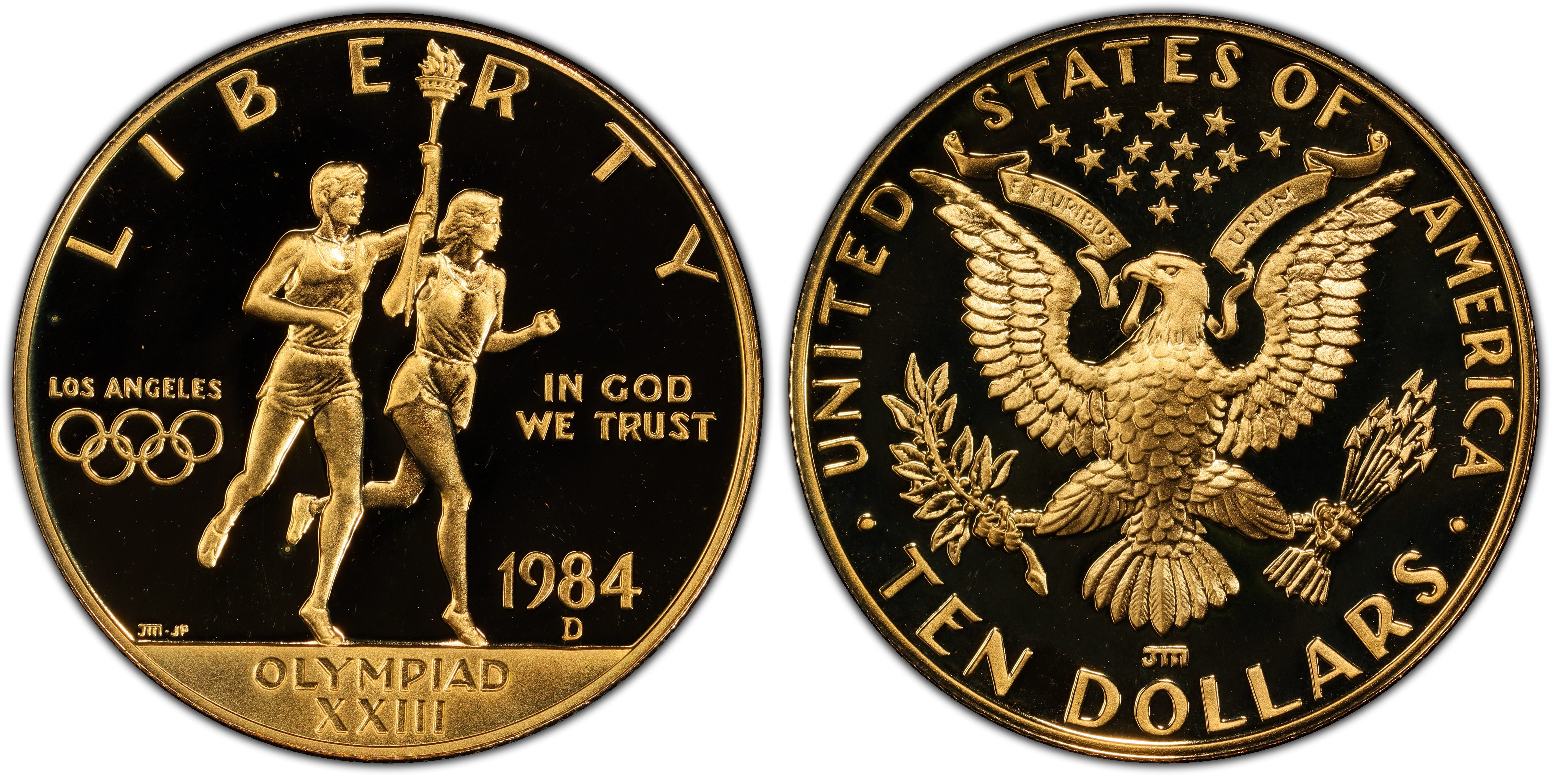 1984-d $10 Olympic, Dcam (proof) Modern Gold Commemorative - Pcgs Coinfacts