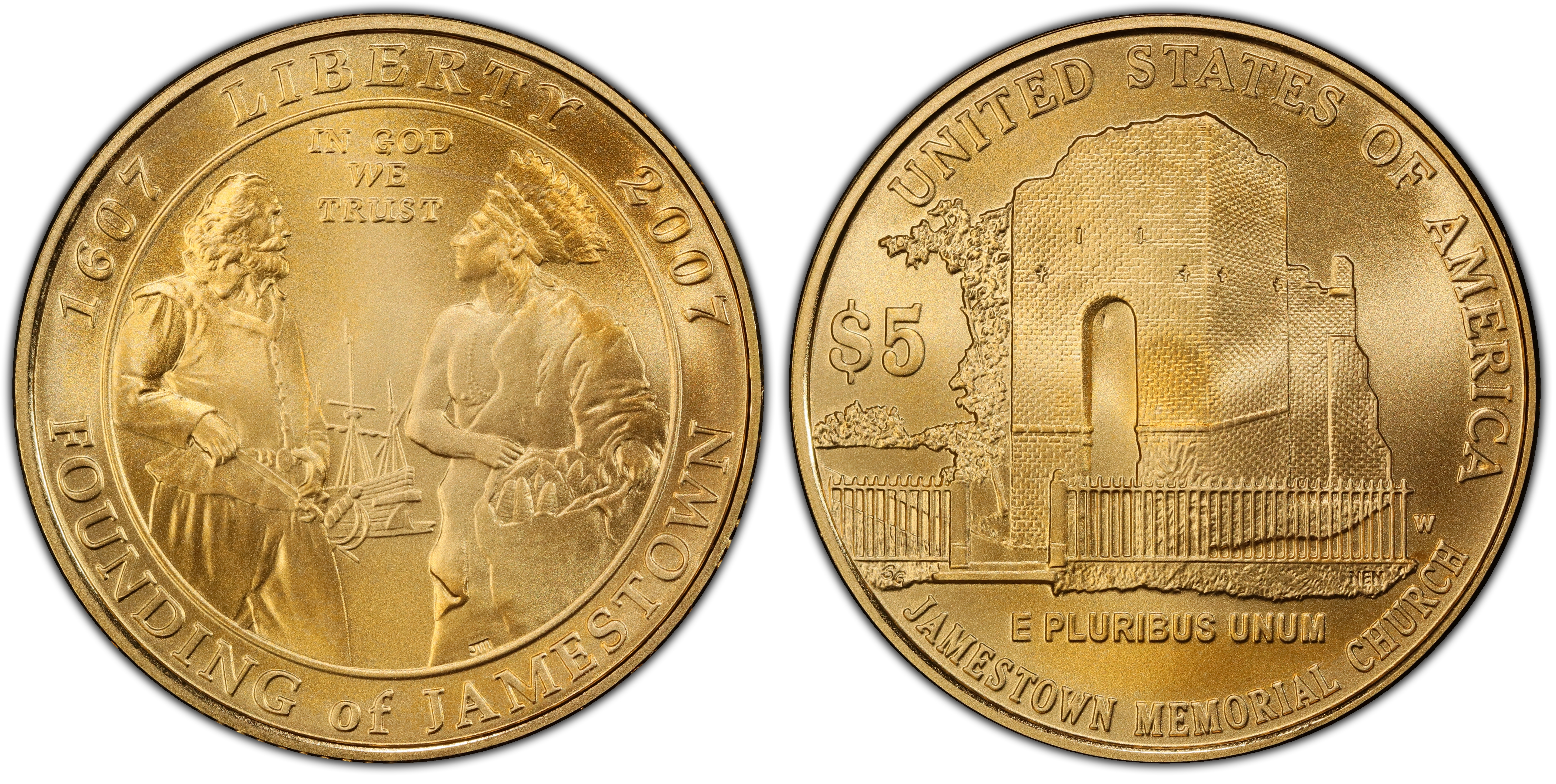 2007-W $5 Jamestown (Regular Strike) Modern Gold Commemorative