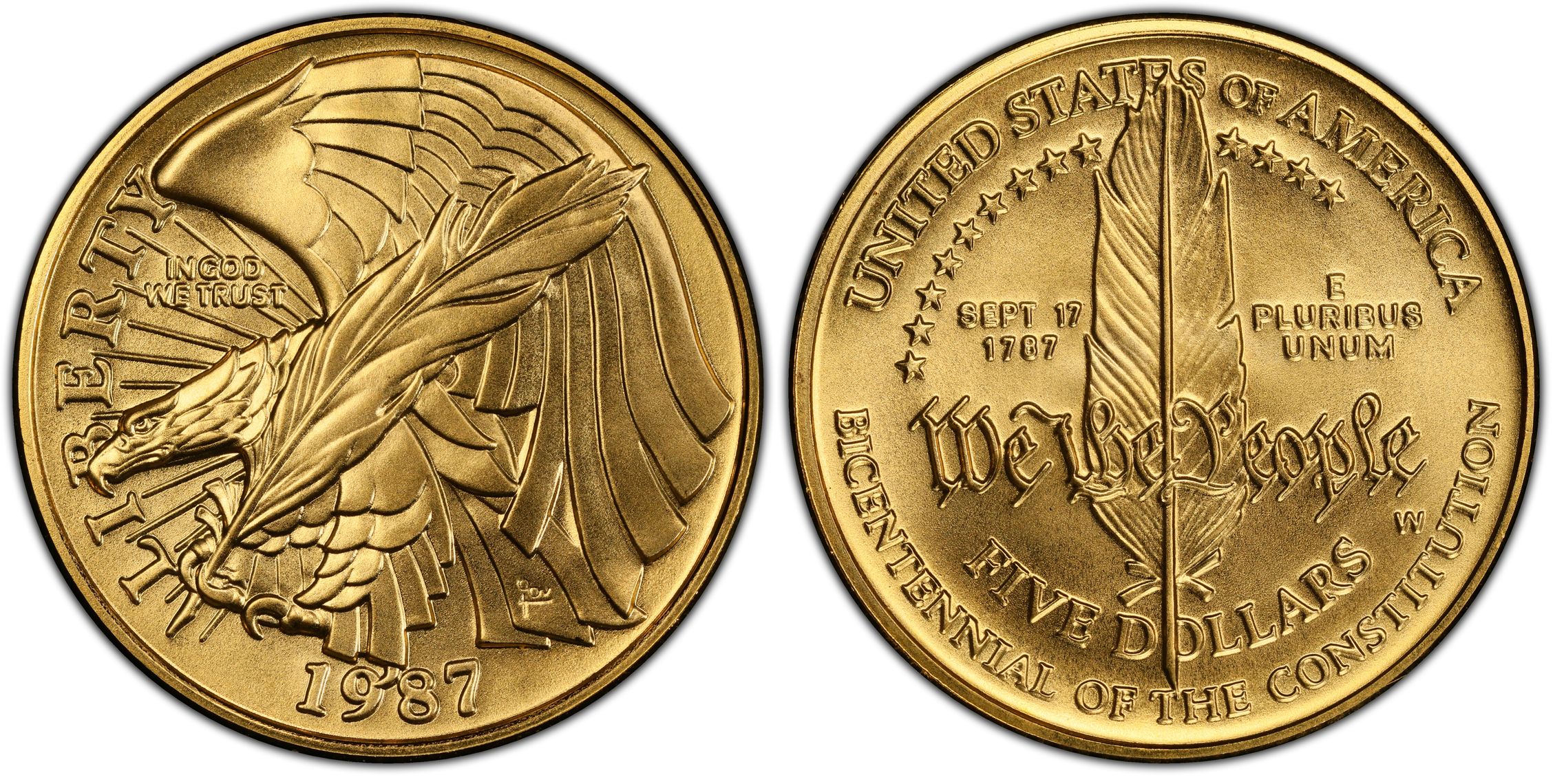 1987 W 5 Constitution Regular Strike Modern Gold Commemorative