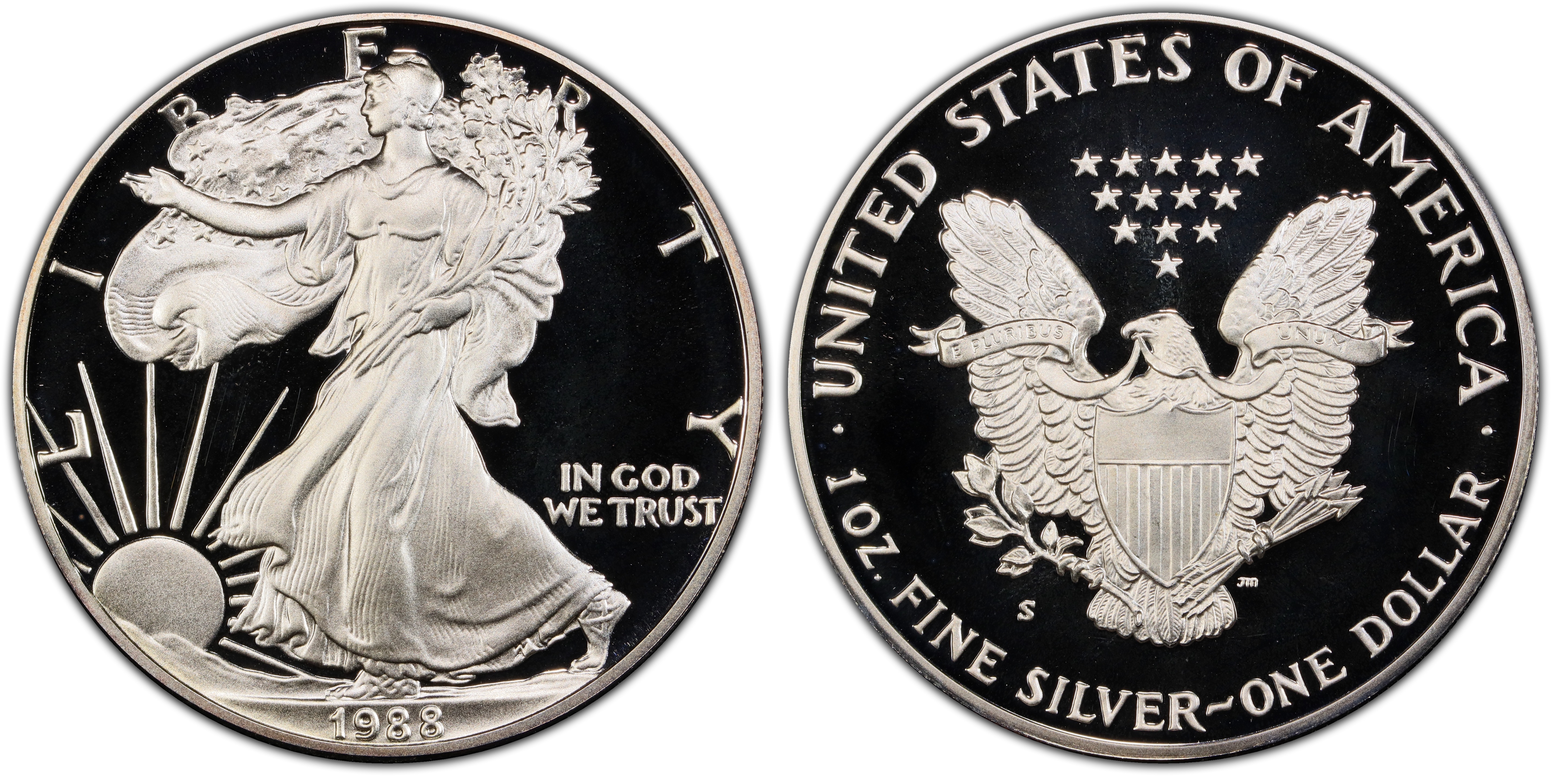 1988 S 1 Silver Eagle DCAM Proof Silver Eagles PCGS CoinFacts