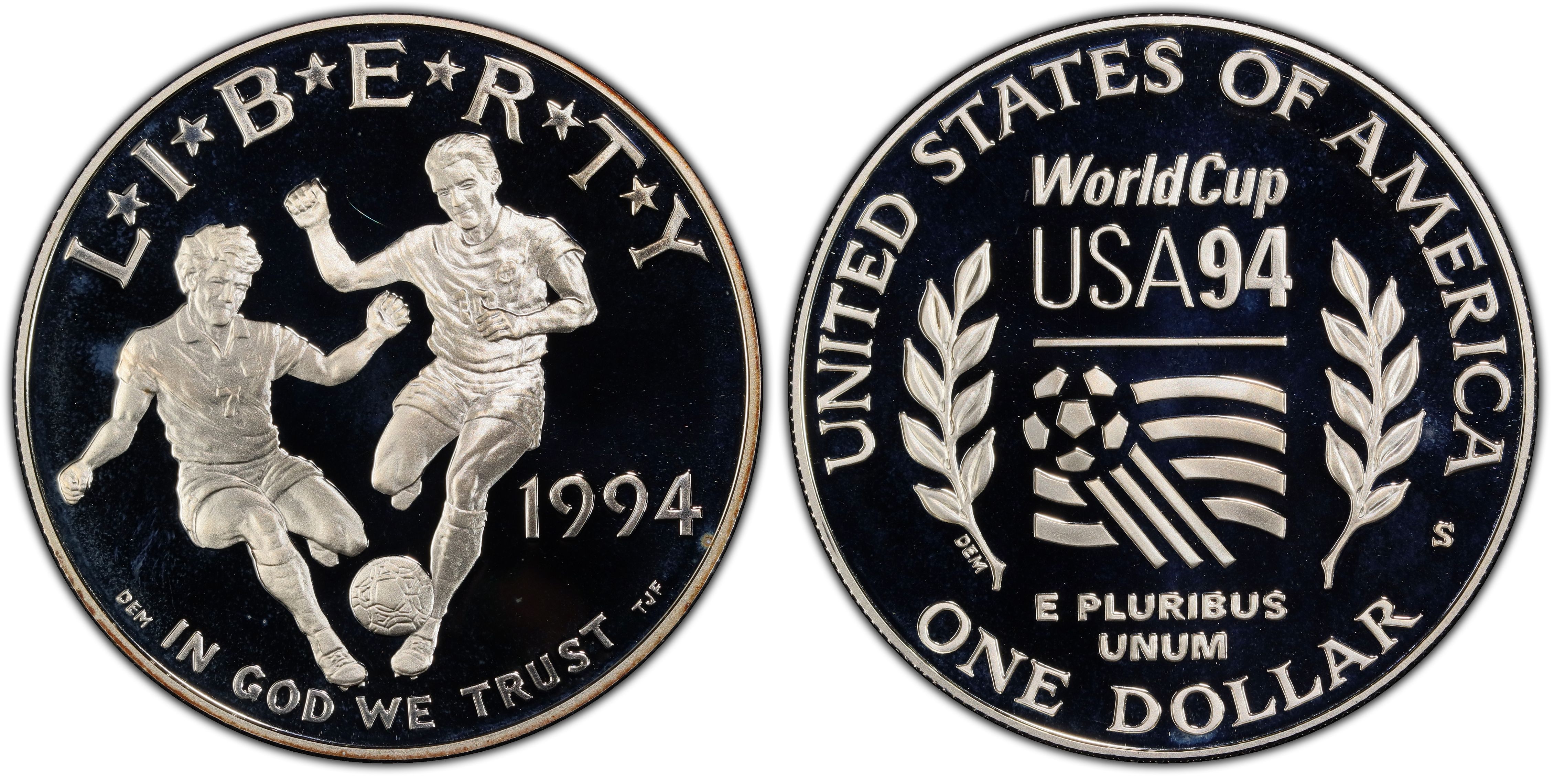 1994-S $1 World Cup, DCAM (Proof) Modern Silver and Clad 