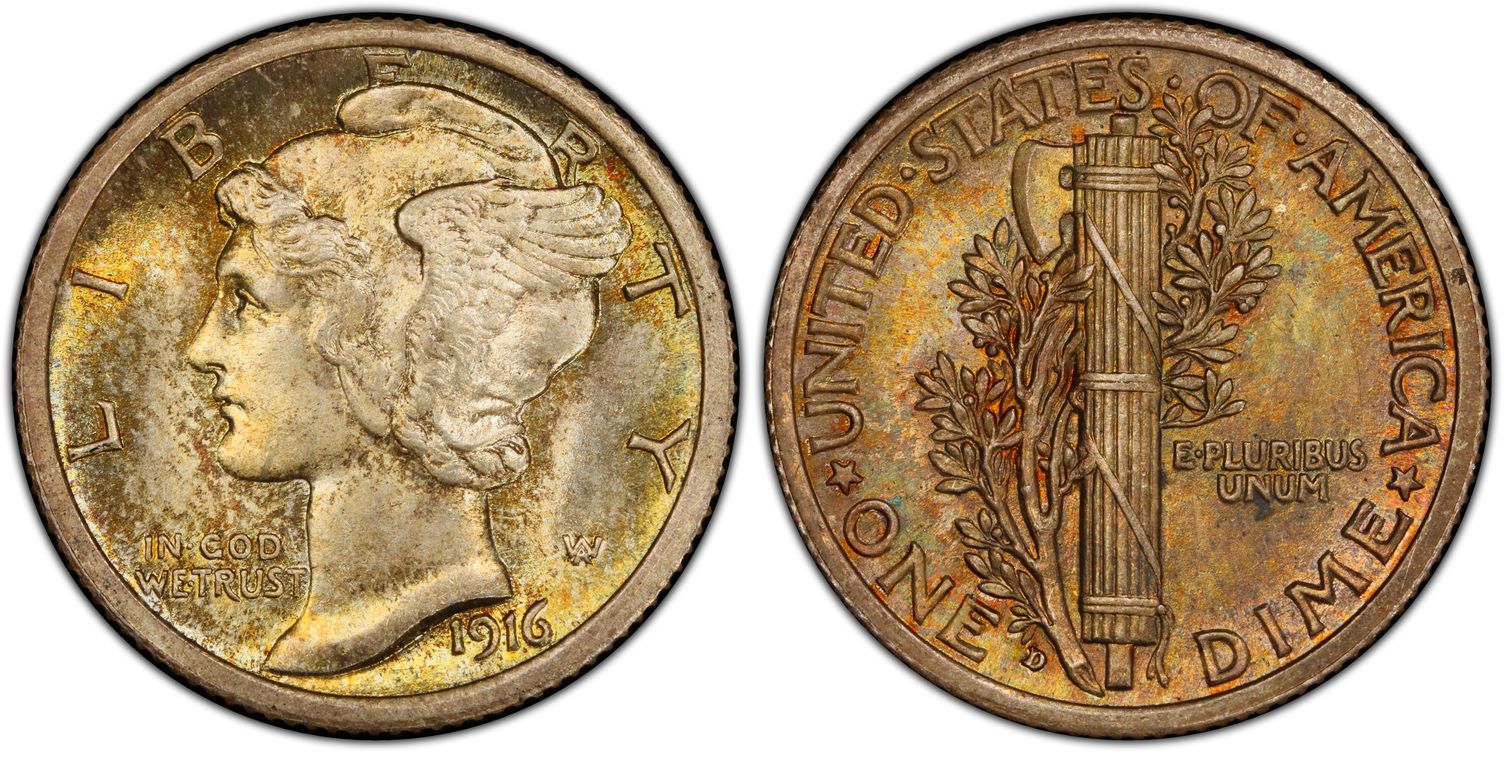 1916-D 10C (Regular Strike) Mercury Dime - PCGS CoinFacts